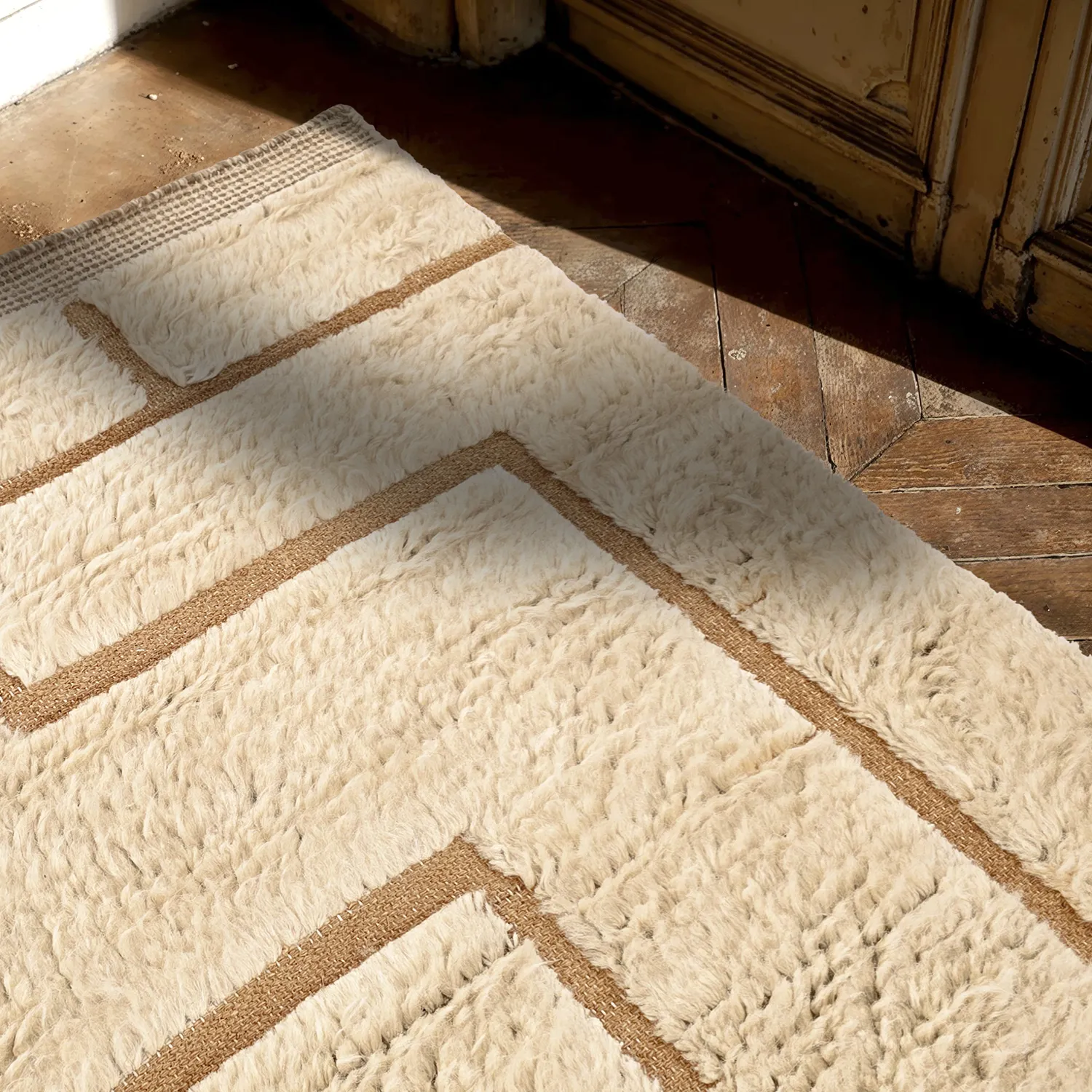 Dywany shaggy - Kiberg Hand Woven Wool Shaggy (krem)