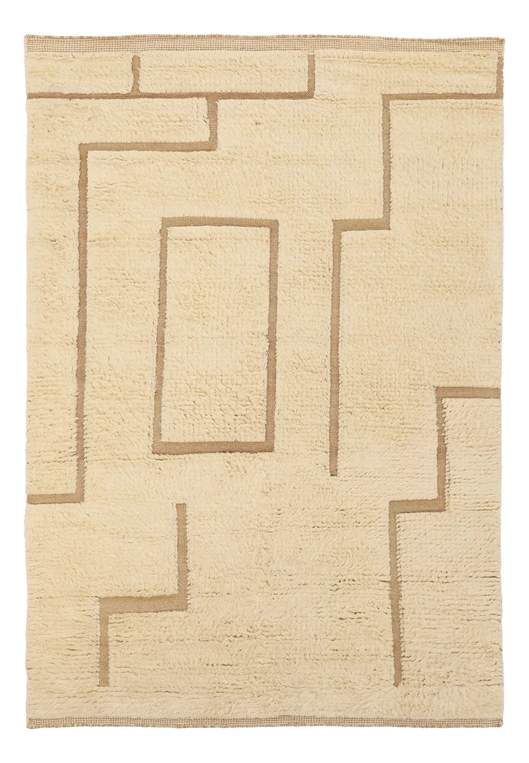 Dywany shaggy - Kiberg Hand Woven Wool Shaggy (krem)