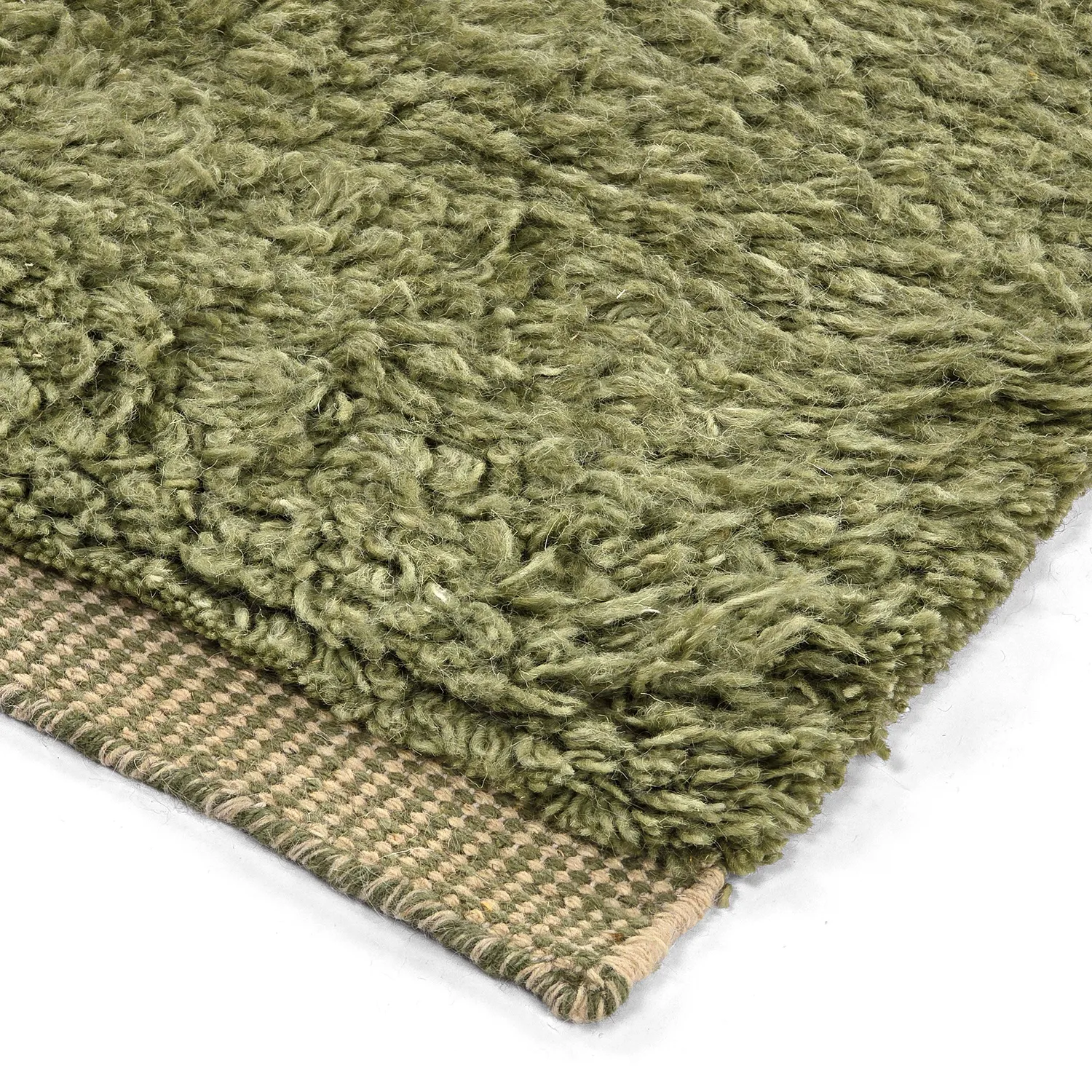 Dywany shaggy - Kiberg Hand Woven Wool Shaggy (zielony)