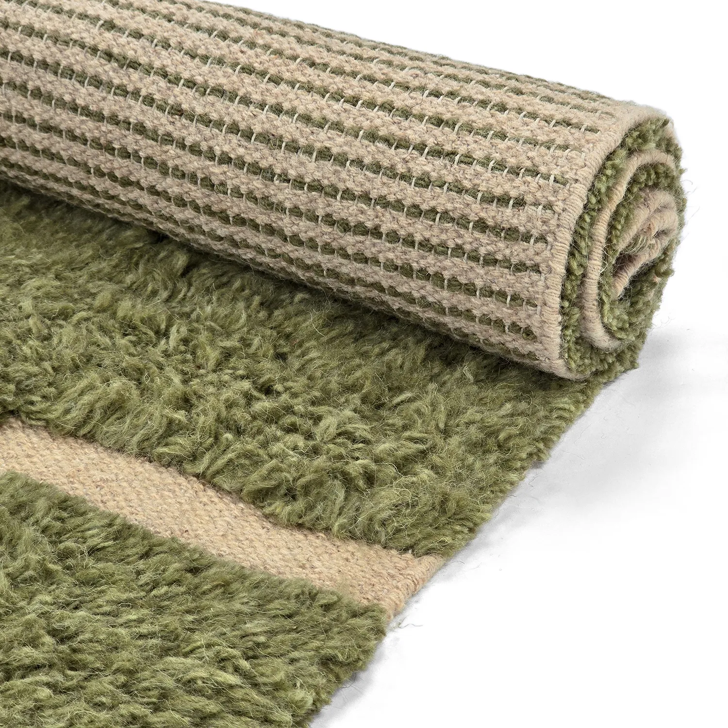 Dywany shaggy - Kiberg Hand Woven Wool Shaggy (zielony)