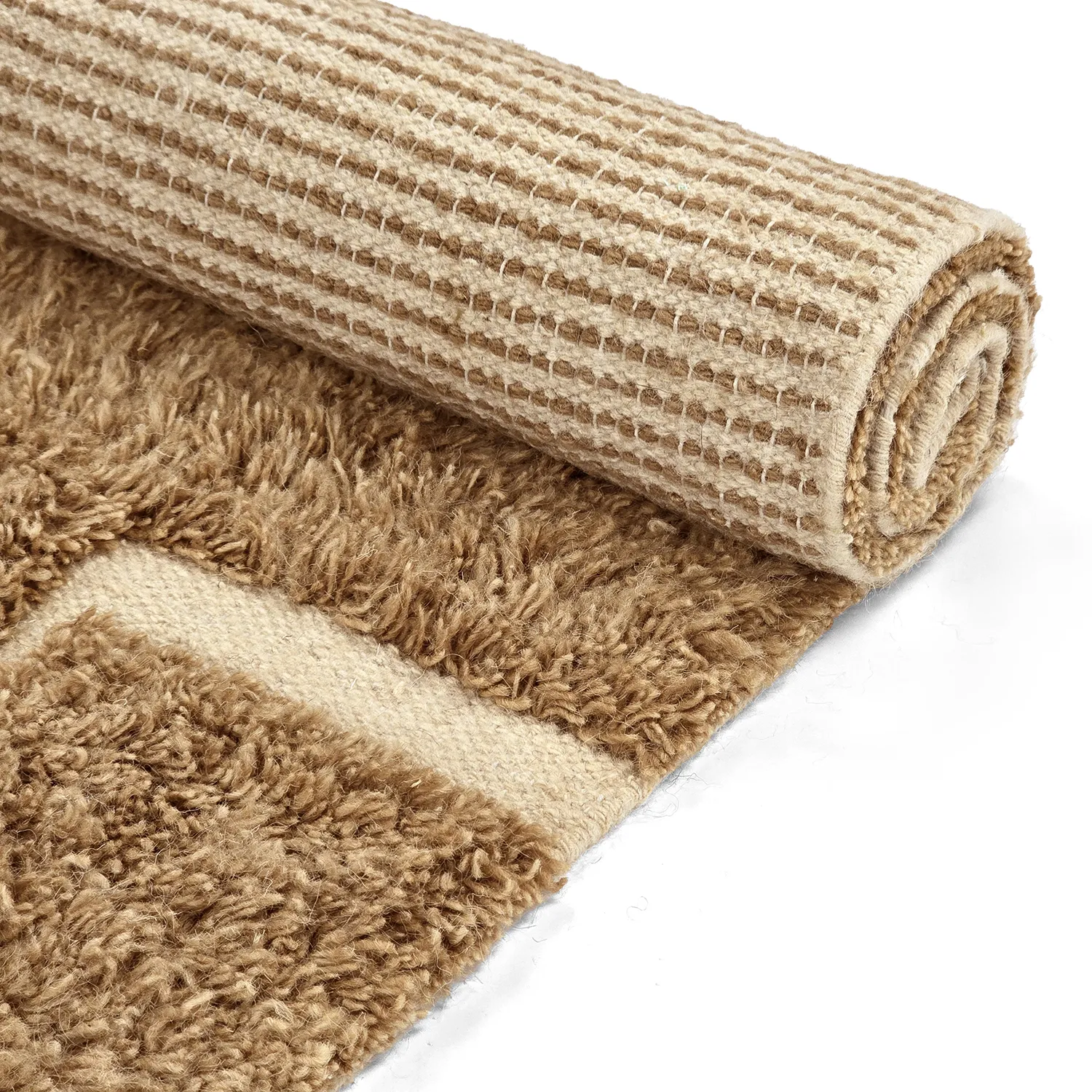 Dywany shaggy - Kiberg Hand Woven Wool Shaggy (beżowy)