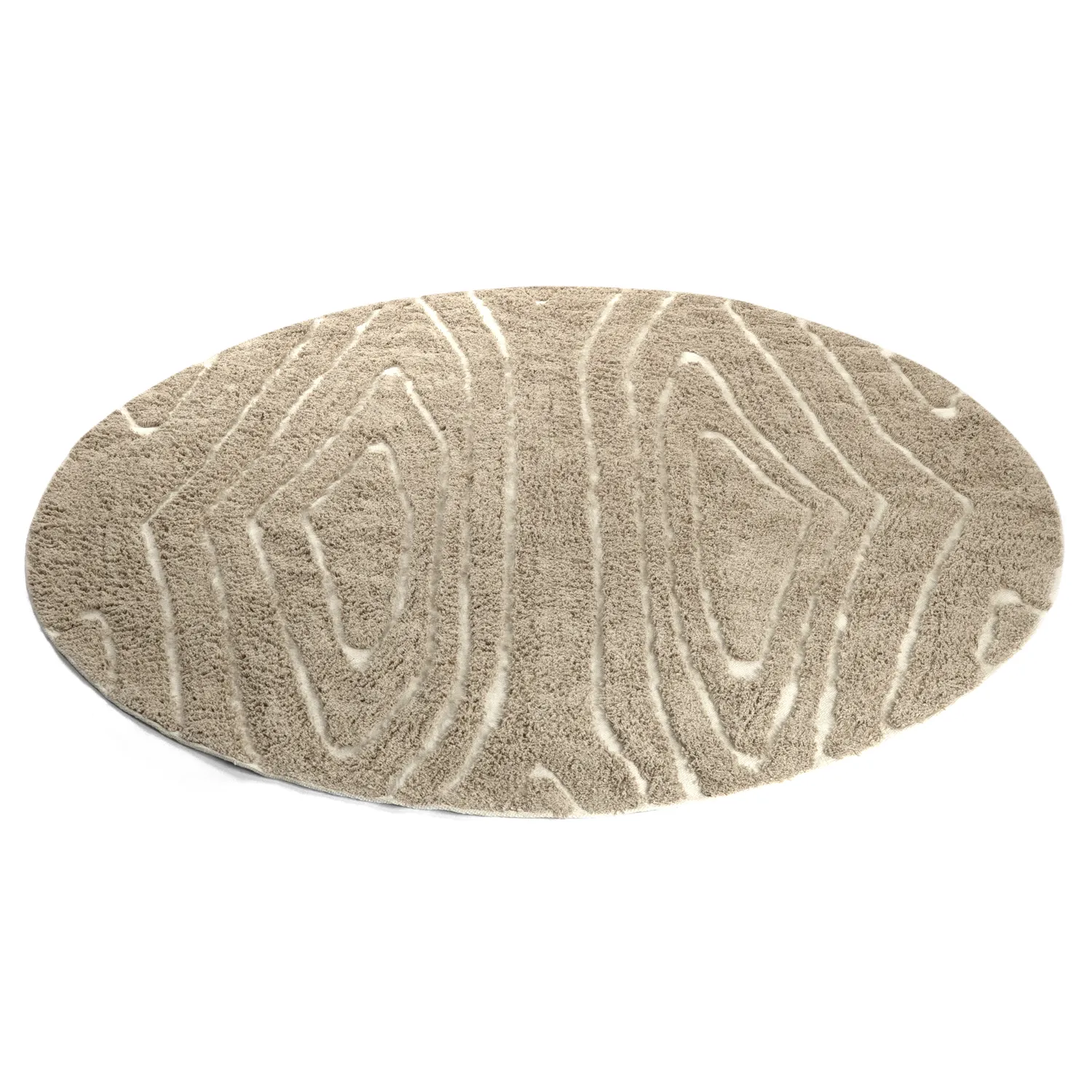 Okrągły dywan - Kindon Natural Cotton Shaggy (beżowy/biały)