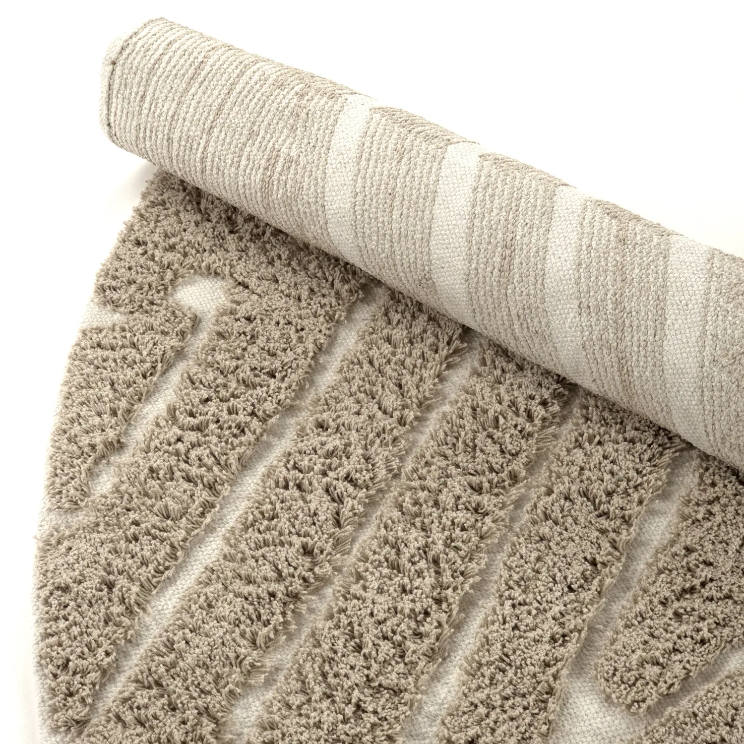 Okrągły dywan - Kindon Natural Cotton Shaggy (beżowy/biały)