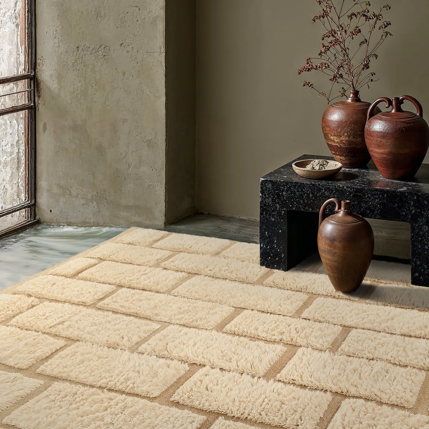 Dywany shaggy - Leknes Hand Woven Wool Shaggy (krem)