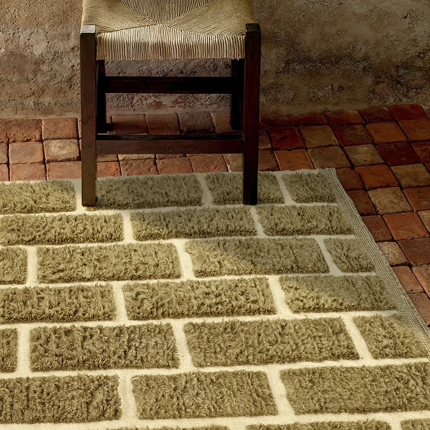 Dywany shaggy - Leknes Hand Woven Wool Shaggy (zielony)