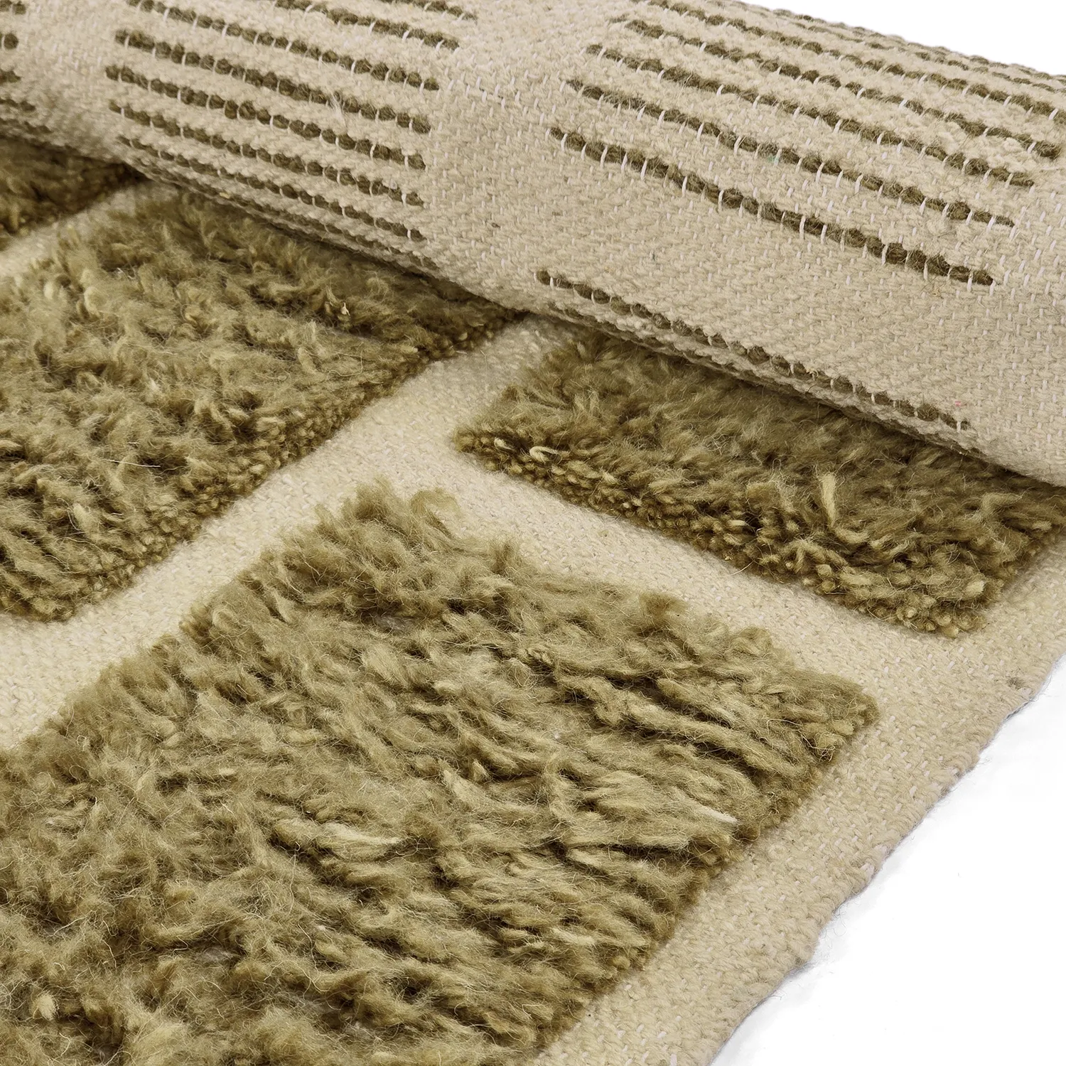 Dywany shaggy - Leknes Hand Woven Wool Shaggy (zielony)