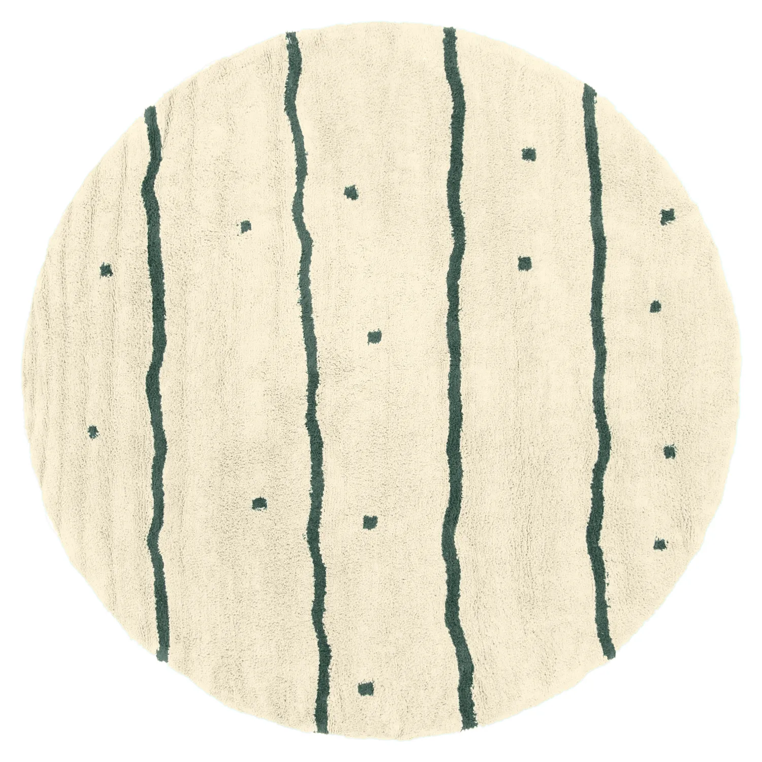 Okrągły dywan - Leora Natural Cotton Shaggy (beżowy/zielony)