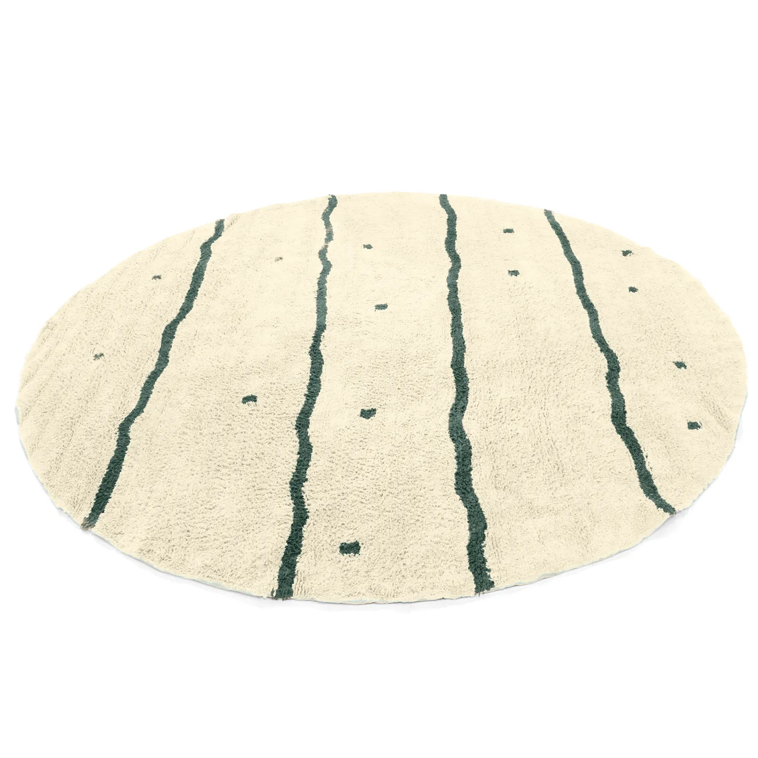 Okrągły dywan - Leora Natural Cotton Shaggy (beżowy/zielony)