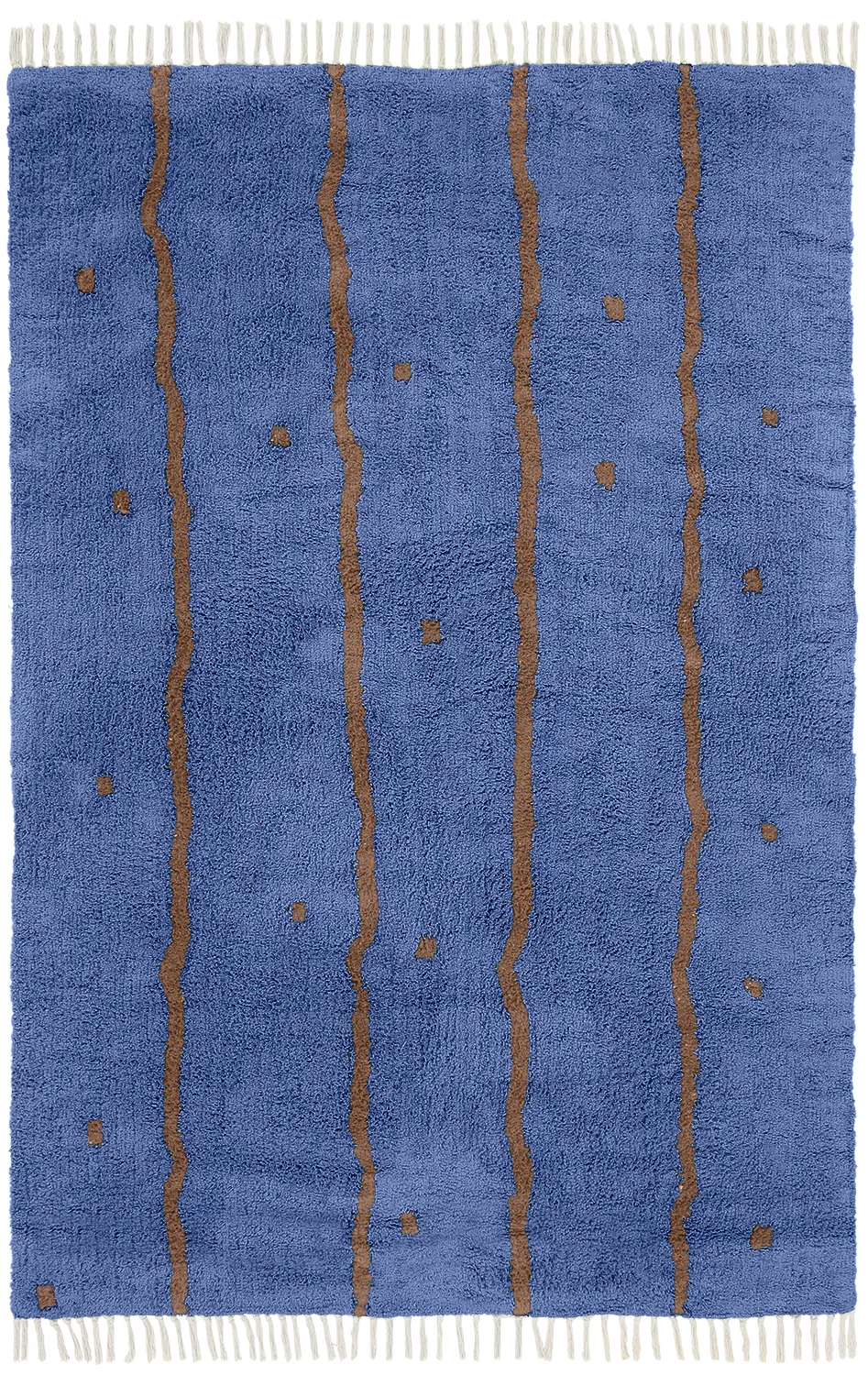 Dywany shaggy - Leora Natural Cotton Shaggy (niebieski/brązowy)