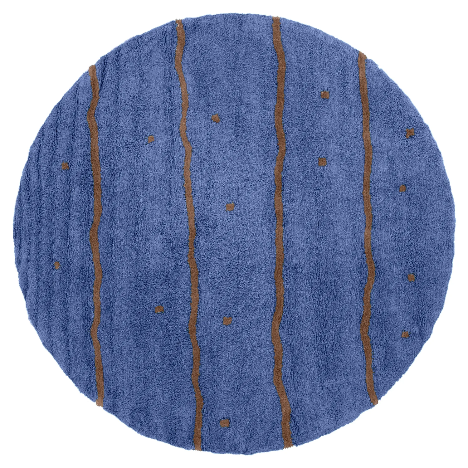 Okrągły dywan - Leora Natural Cotton Shaggy (niebieski/brązowy)