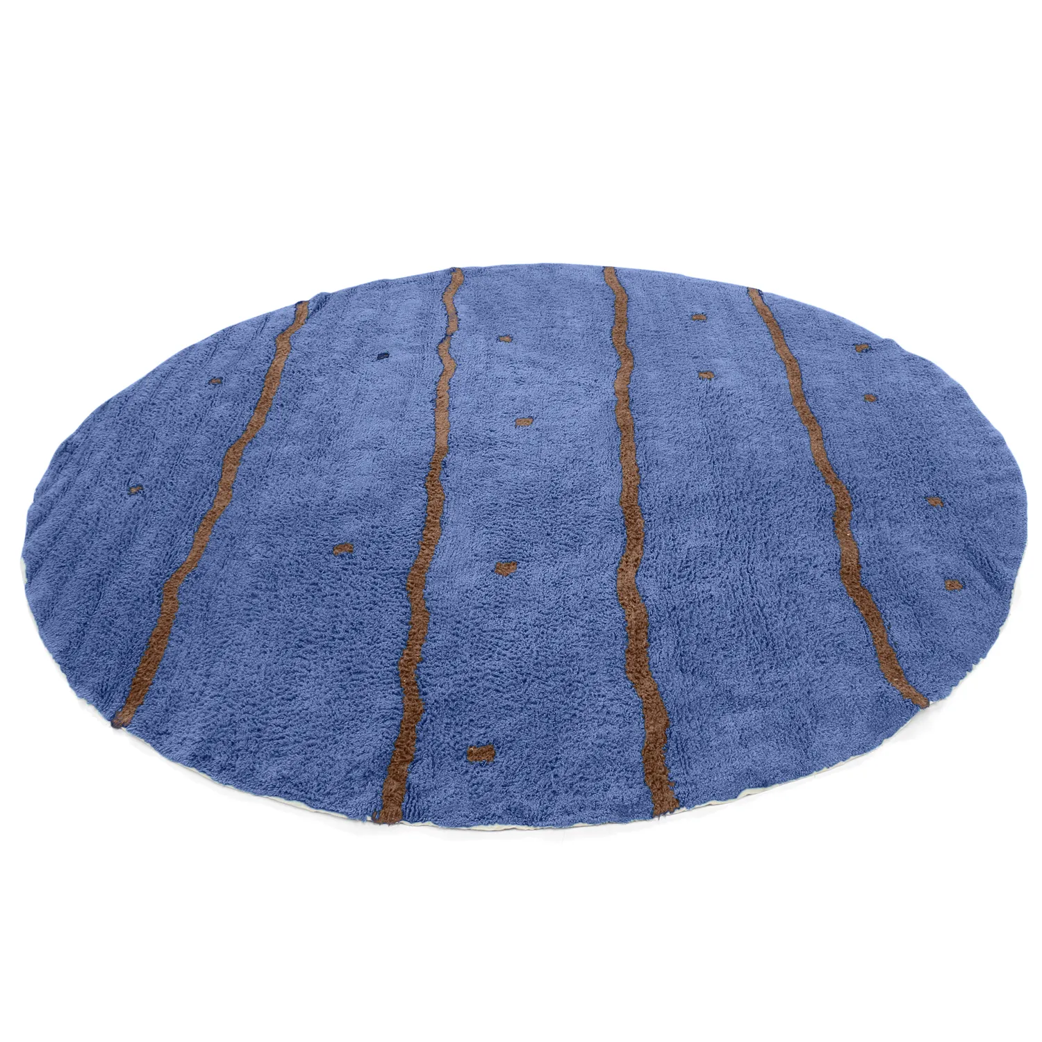 Okrągły dywan - Leora Natural Cotton Shaggy (niebieski/brązowy)