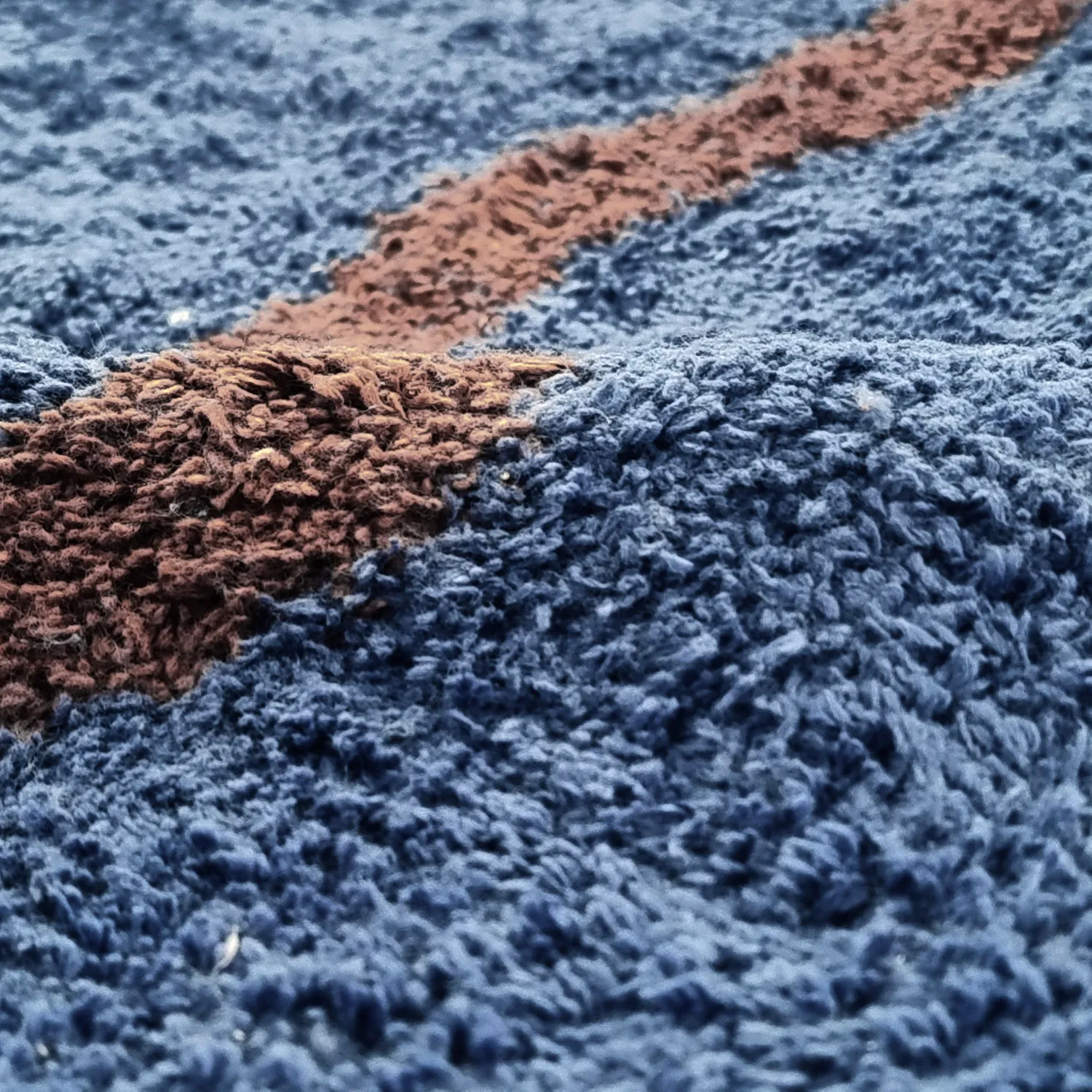Okrągły dywan - Leora Natural Cotton Shaggy (niebieski/brązowy)