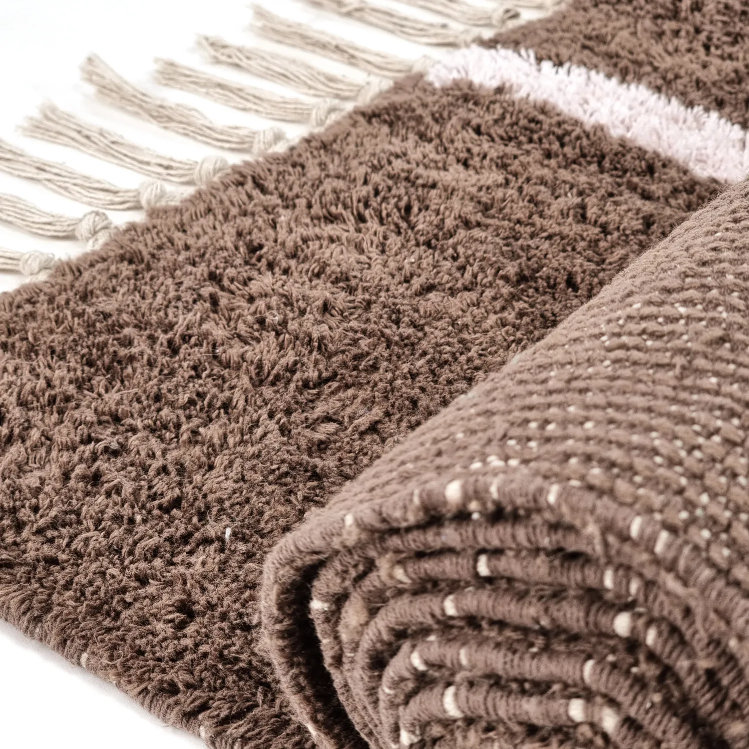 Dywany shaggy - Leora Natural Cotton Shaggy (brązowy/fioletowy)