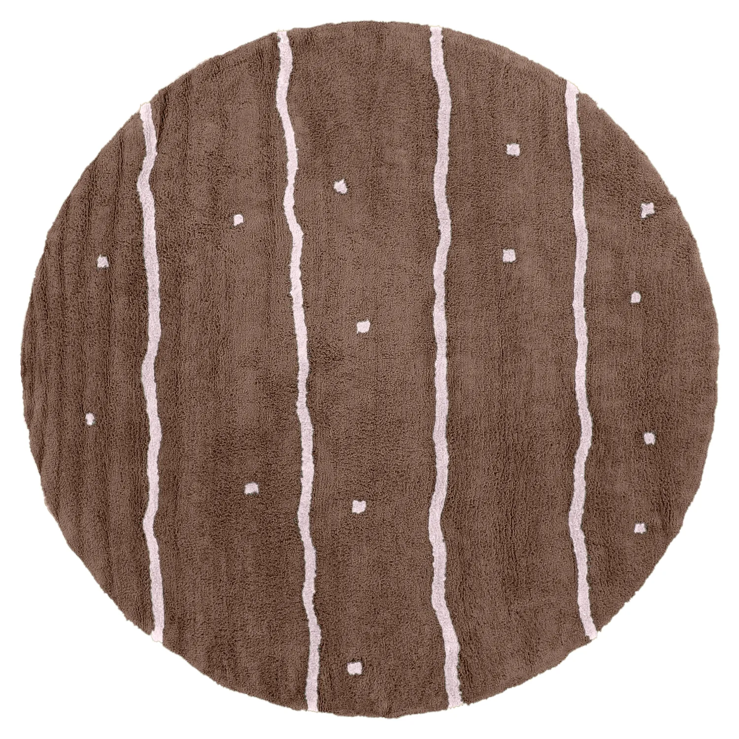 Okrągły dywan - Leora Natural Cotton Shaggy (brązowy/fioletowy)