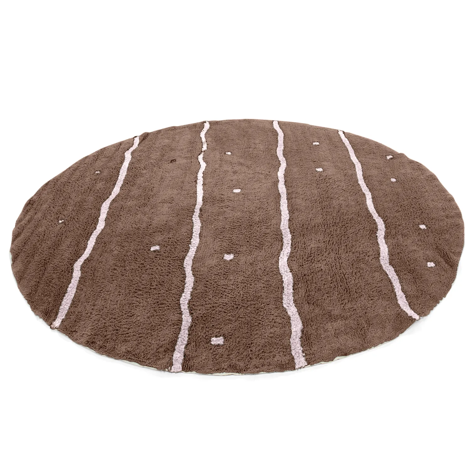 Okrągły dywan - Leora Natural Cotton Shaggy (brązowy/fioletowy)