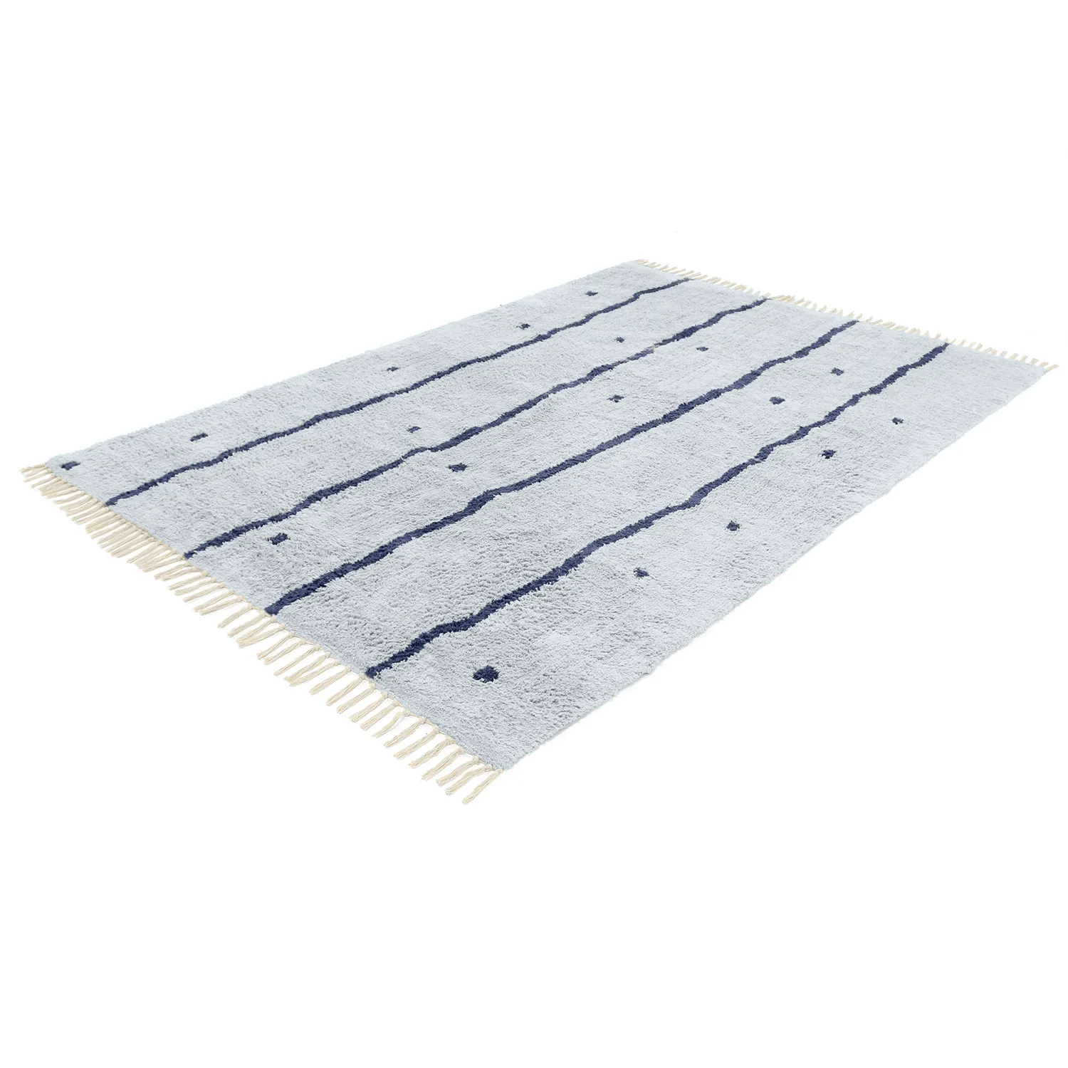 Dywany shaggy - Leora Natural Cotton Shaggy (szaro/niebieski)