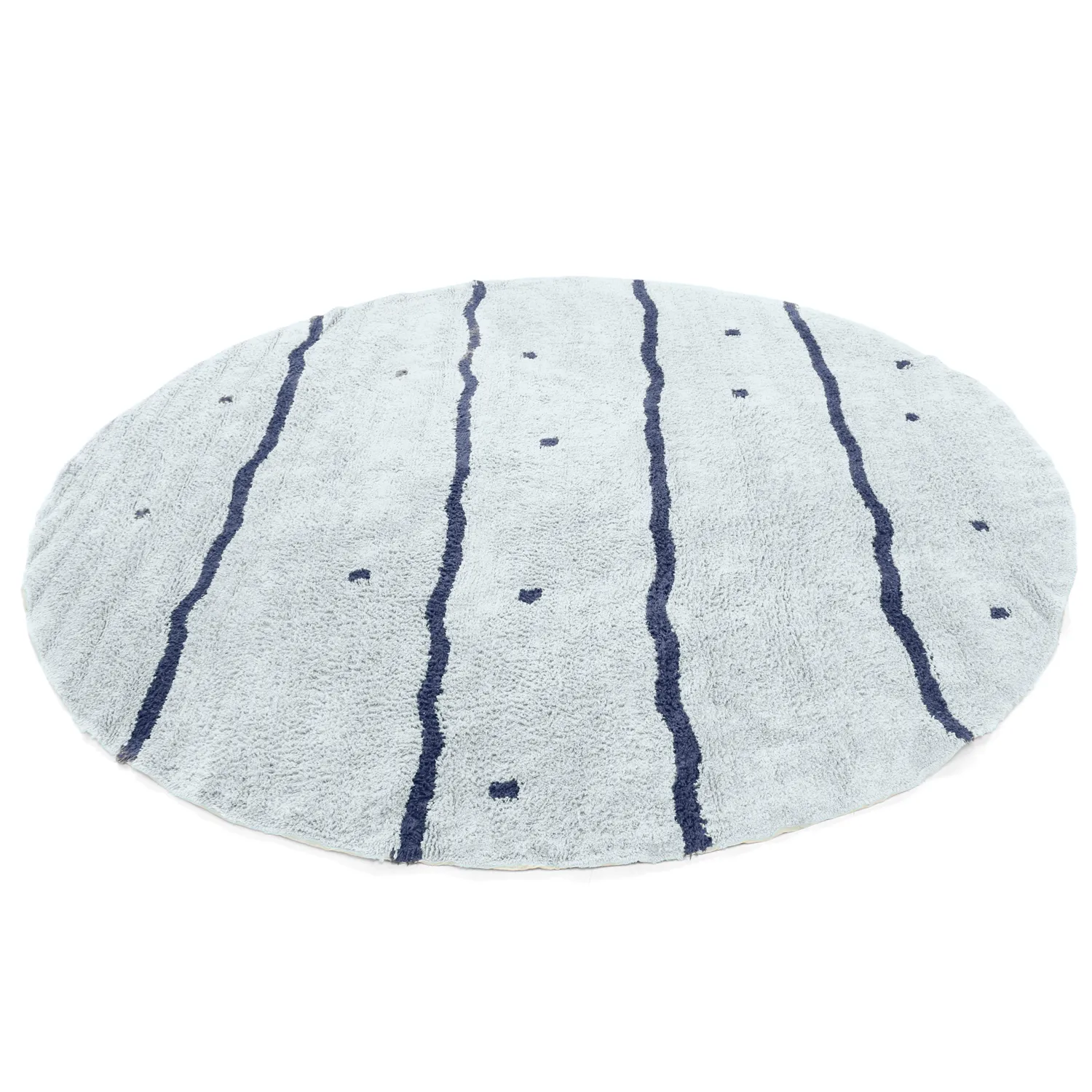 Okrągły dywan - Leora Natural Cotton Shaggy (szaro/niebieski)