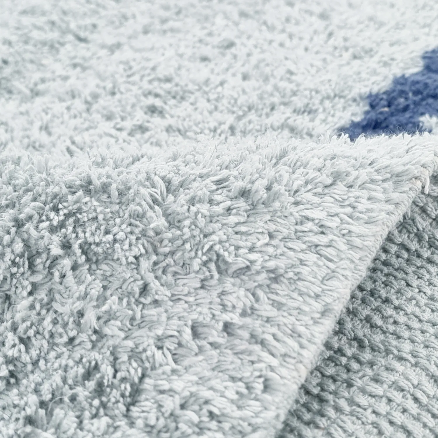 Okrągły dywan - Leora Natural Cotton Shaggy (szaro/niebieski)