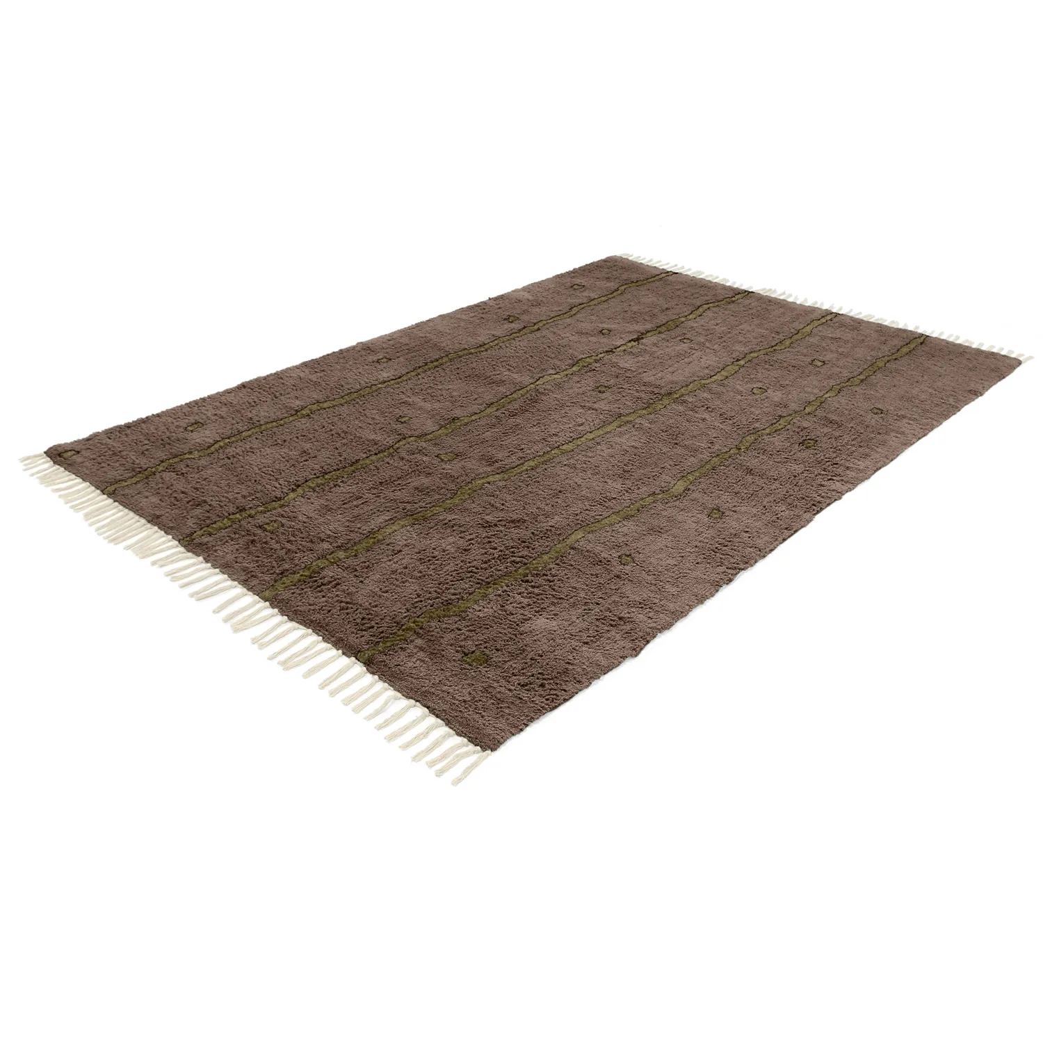 Dywany shaggy - Leora Natural Cotton Shaggy (brązowy/oliwkowy)