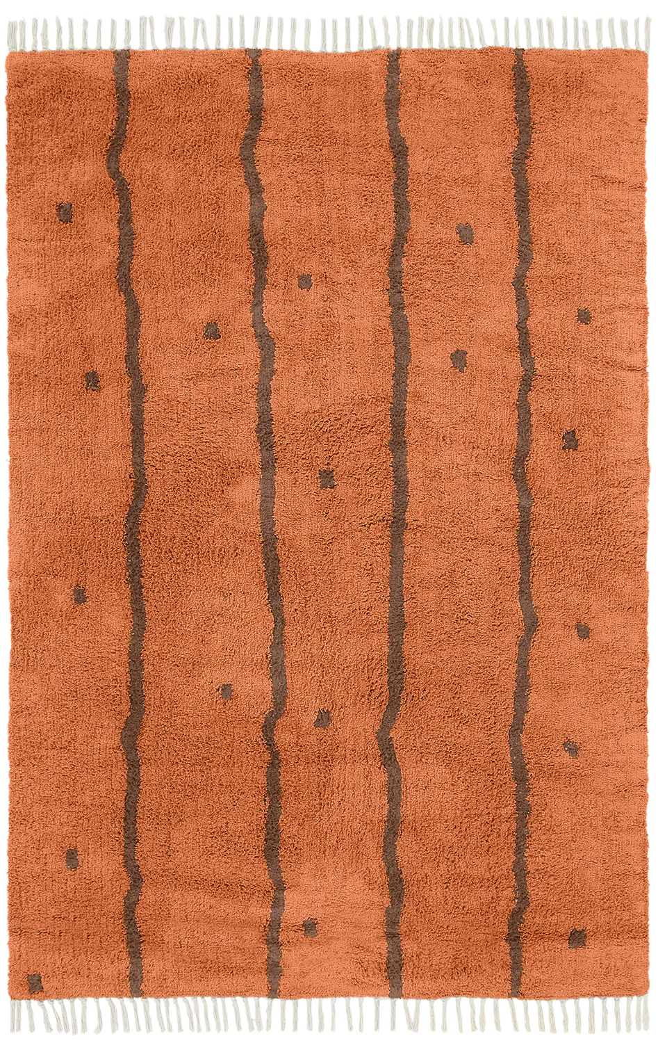 Dywany shaggy - Leora Natural Cotton Shaggy (pomarańczowy/brązowy)