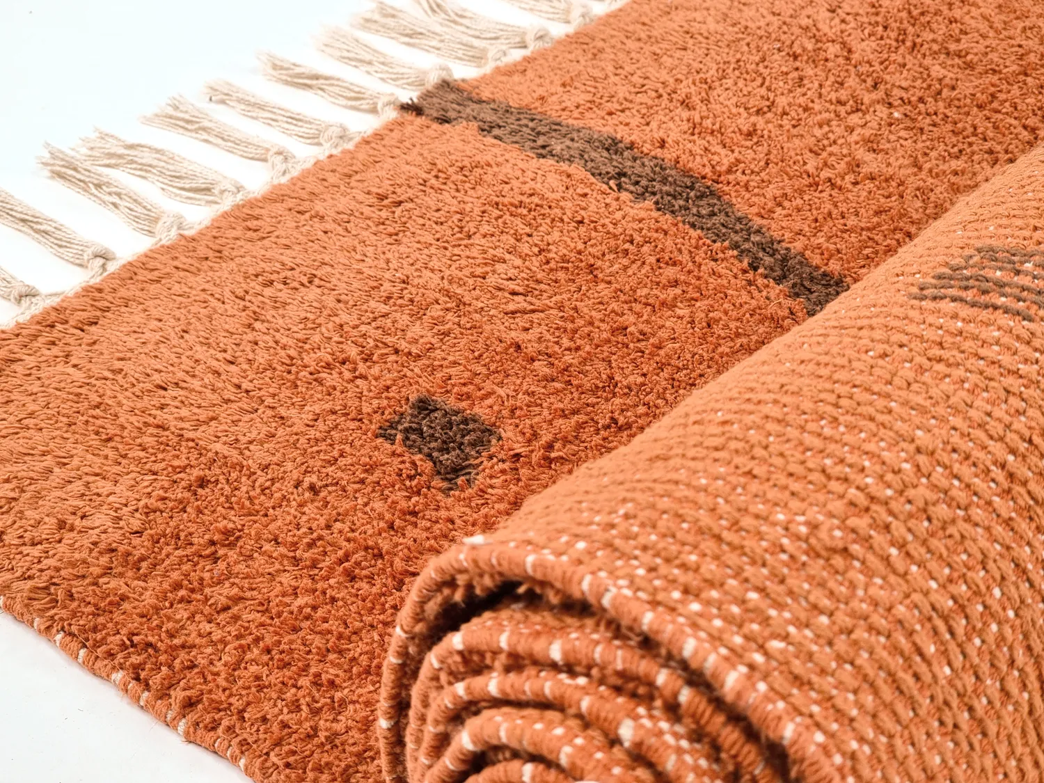 Dywany shaggy - Leora Natural Cotton Shaggy (pomarańczowy/brązowy)