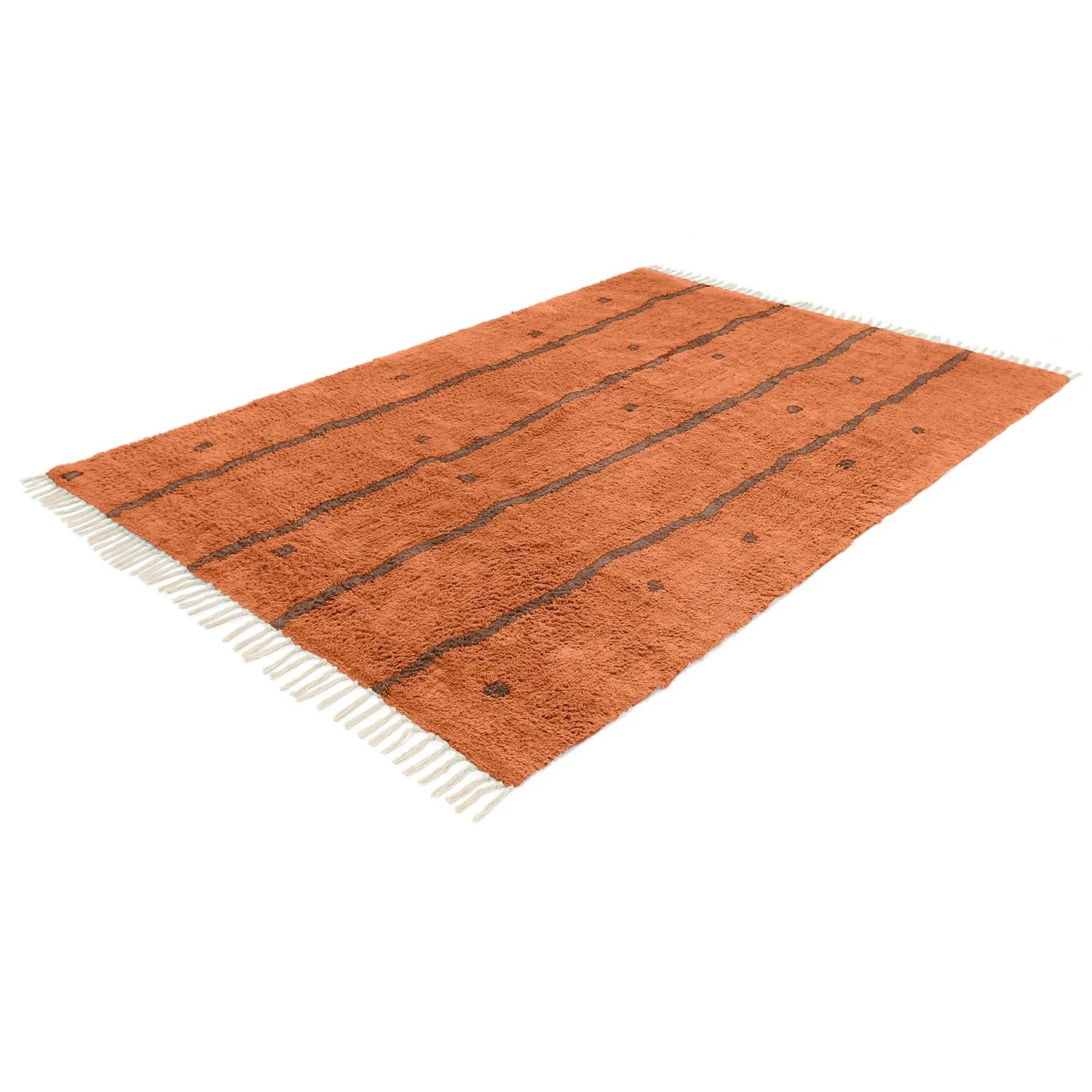 Dywany shaggy - Leora Natural Cotton Shaggy (pomarańczowy/brązowy)