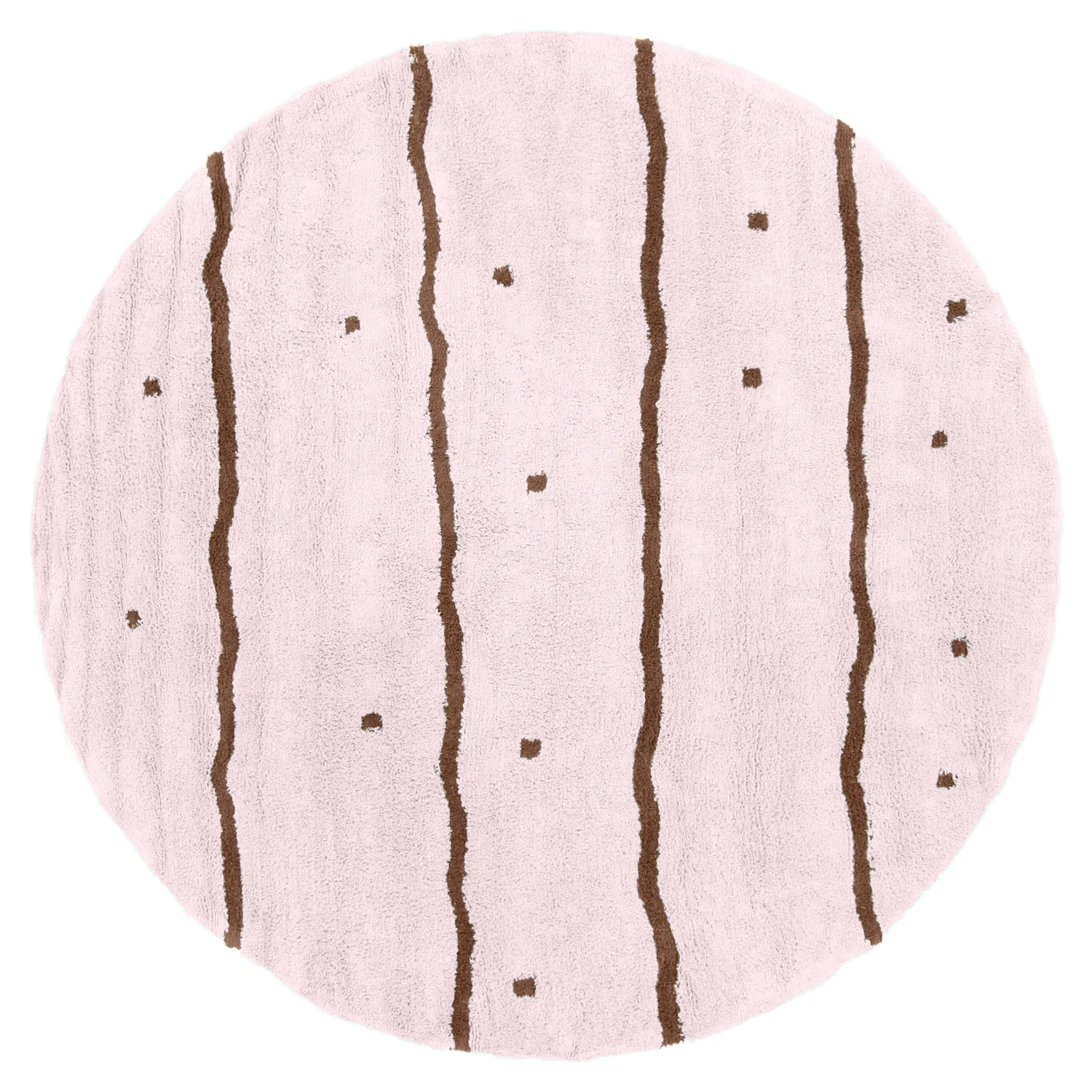 Okrągły dywan - Leora Natural Cotton Shaggy (różowy/brązowy)