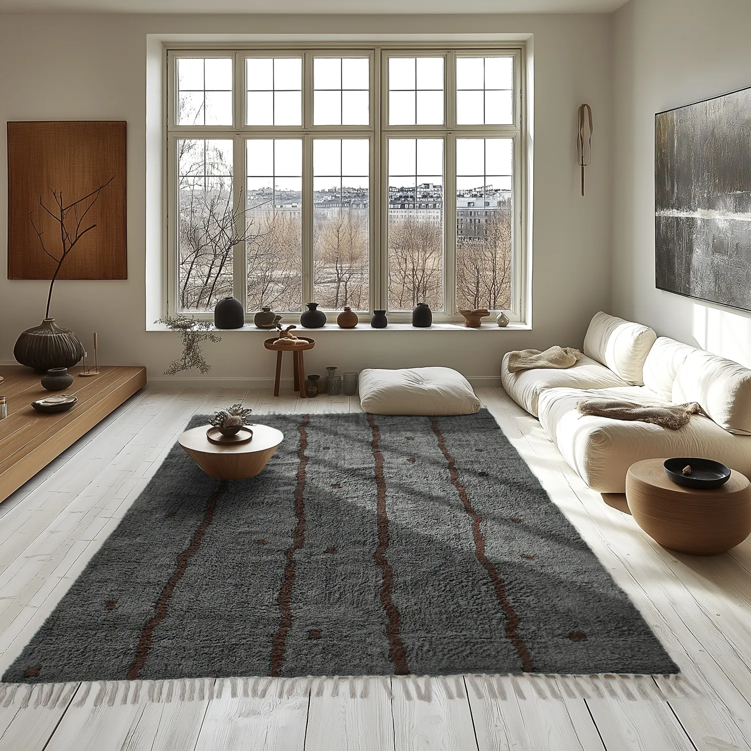 Dywany shaggy - Leora Natural Cotton Shaggy (czarny/brązowy)