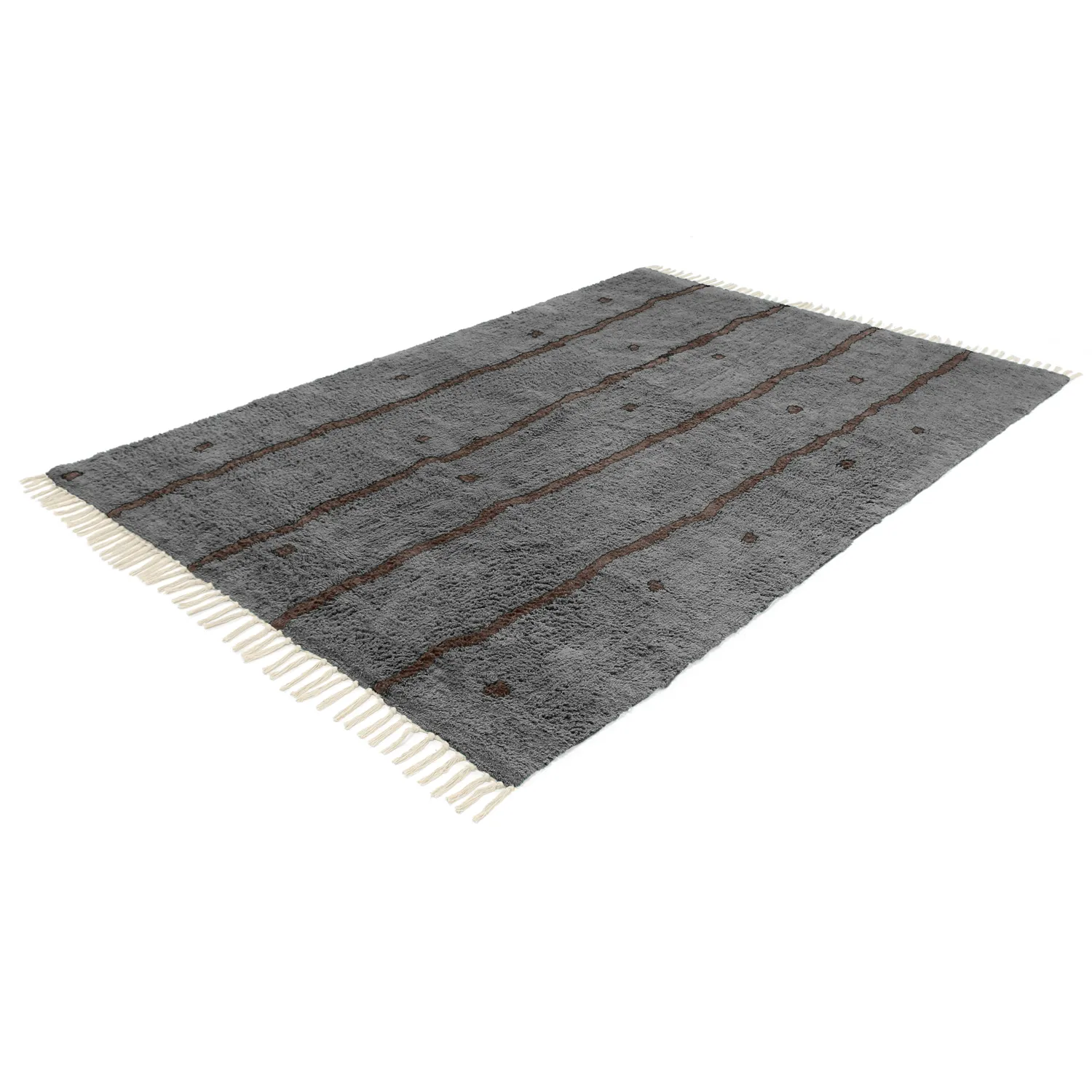 Dywany shaggy - Leora Natural Cotton Shaggy (czarny/brązowy)