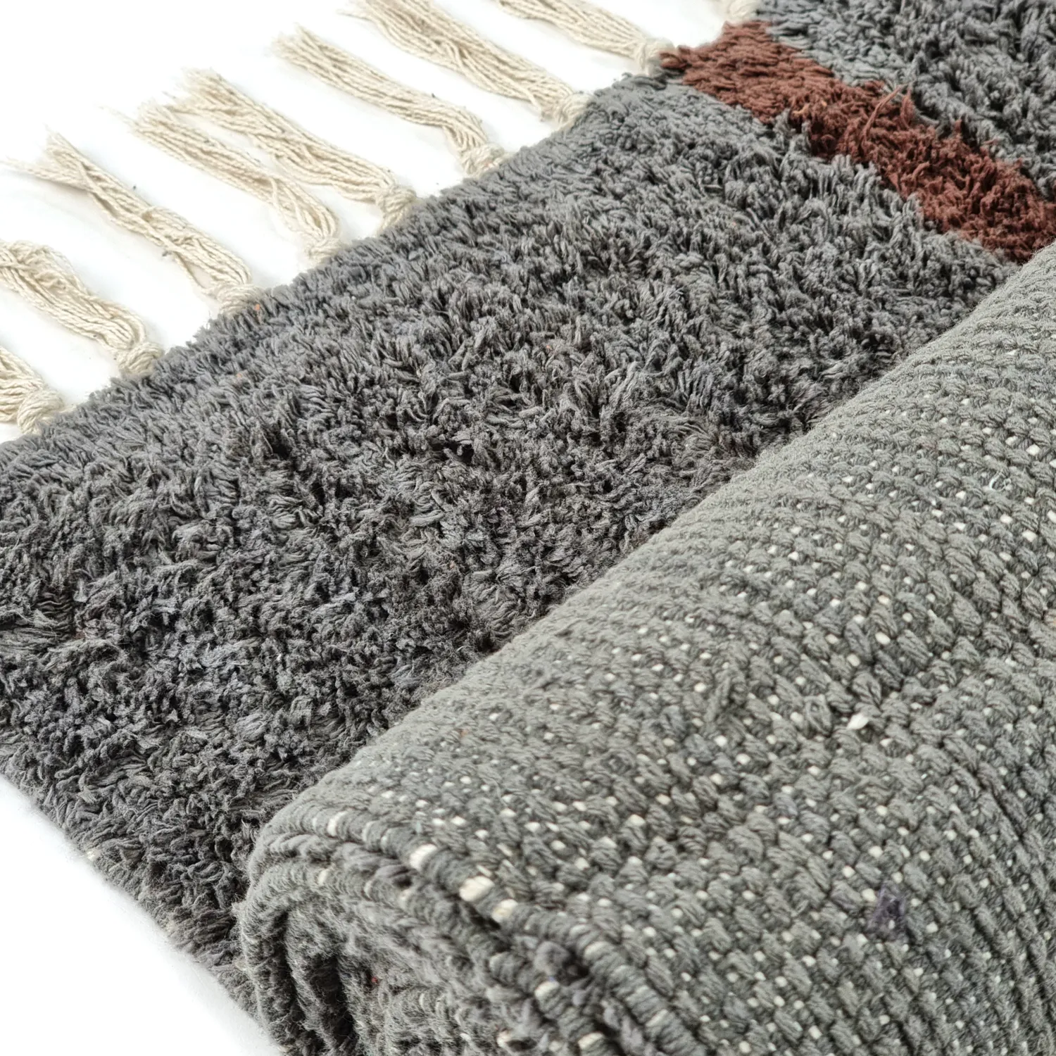 Dywany shaggy - Leora Natural Cotton Shaggy (czarny/brązowy)