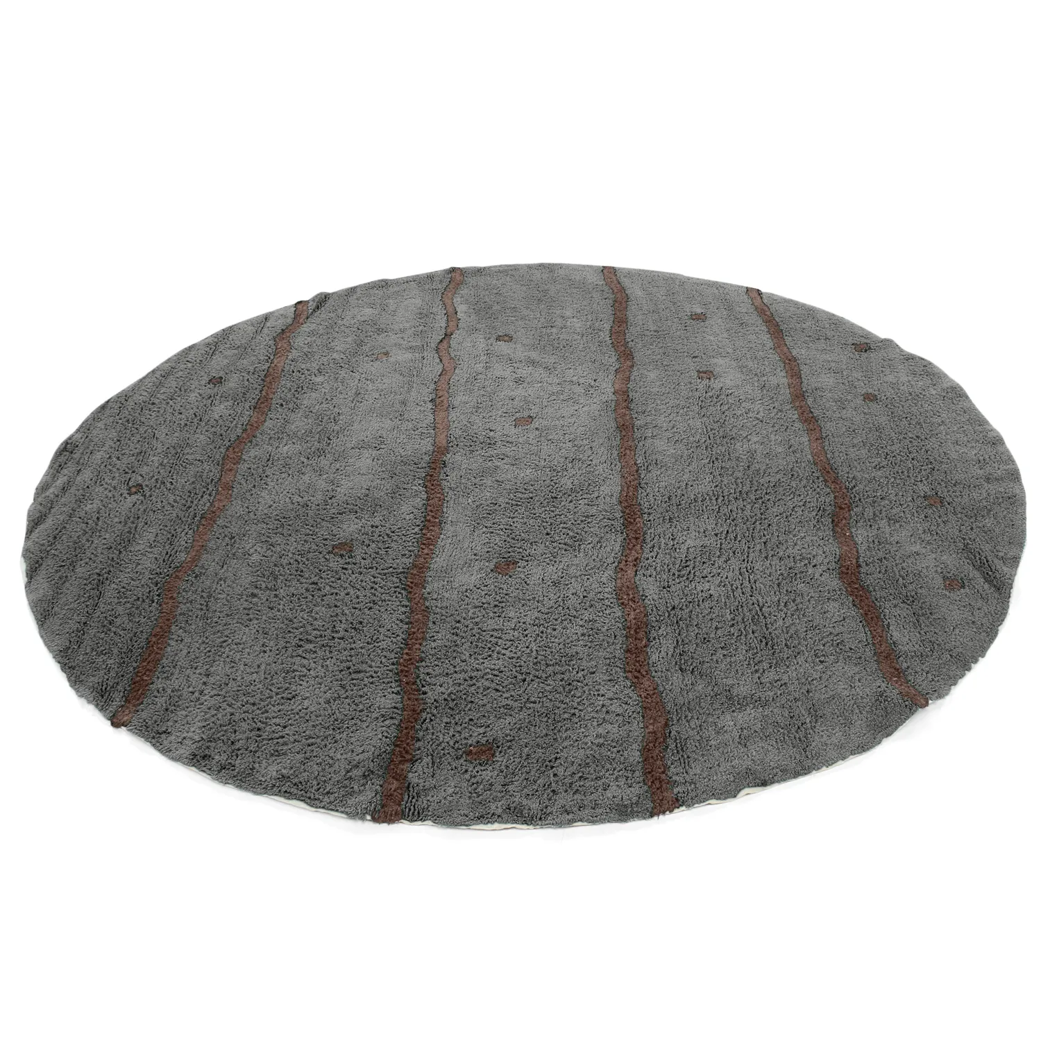 Okrągły dywan - Leora Natural Cotton Shaggy (czarny/brązowy)