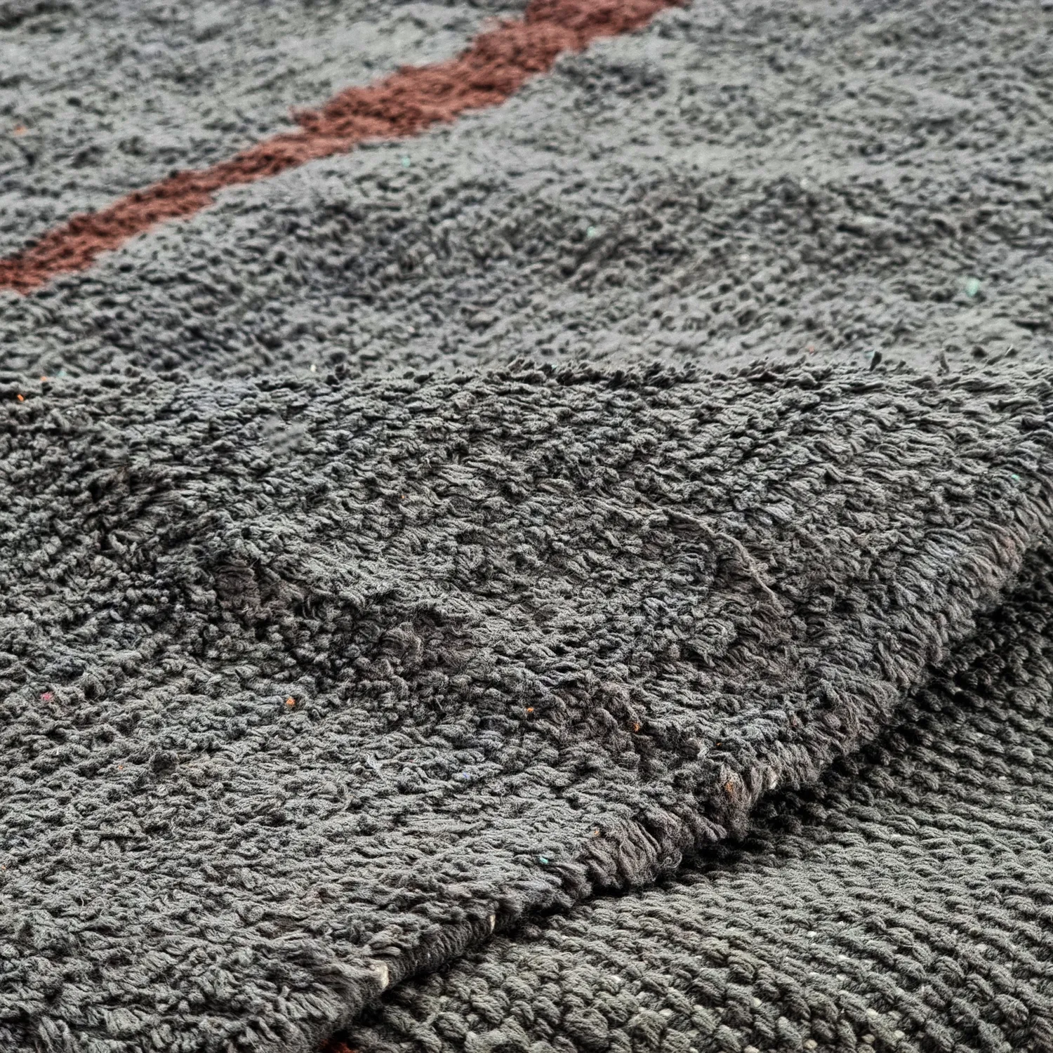 Okrągły dywan - Leora Natural Cotton Shaggy (czarny/brązowy)