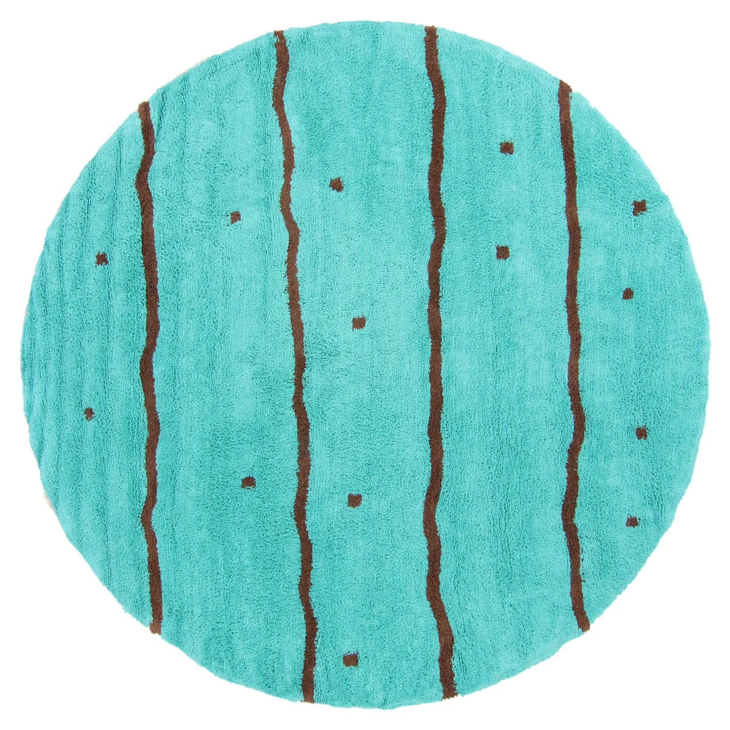 Okrągły dywan - Leora Natural Cotton Shaggy (turkusowy/brązowy)
