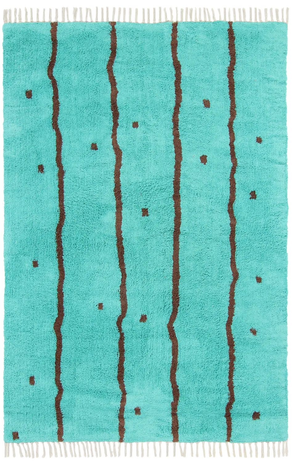 Dywany shaggy - Leora Natural Cotton Shaggy (turkusowy/brązowy)