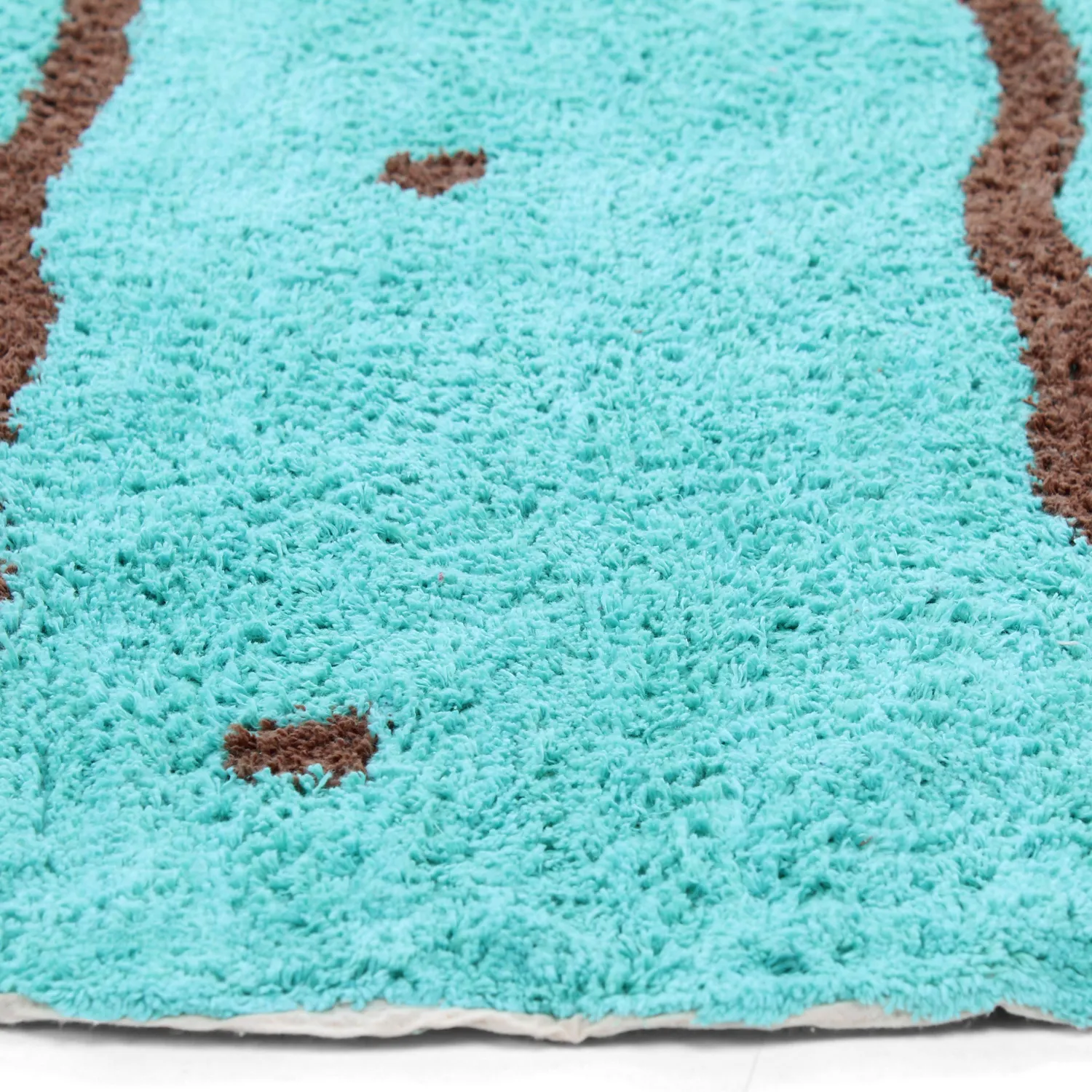 Okrągły dywan - Leora Natural Cotton Shaggy (turkusowy/brązowy)