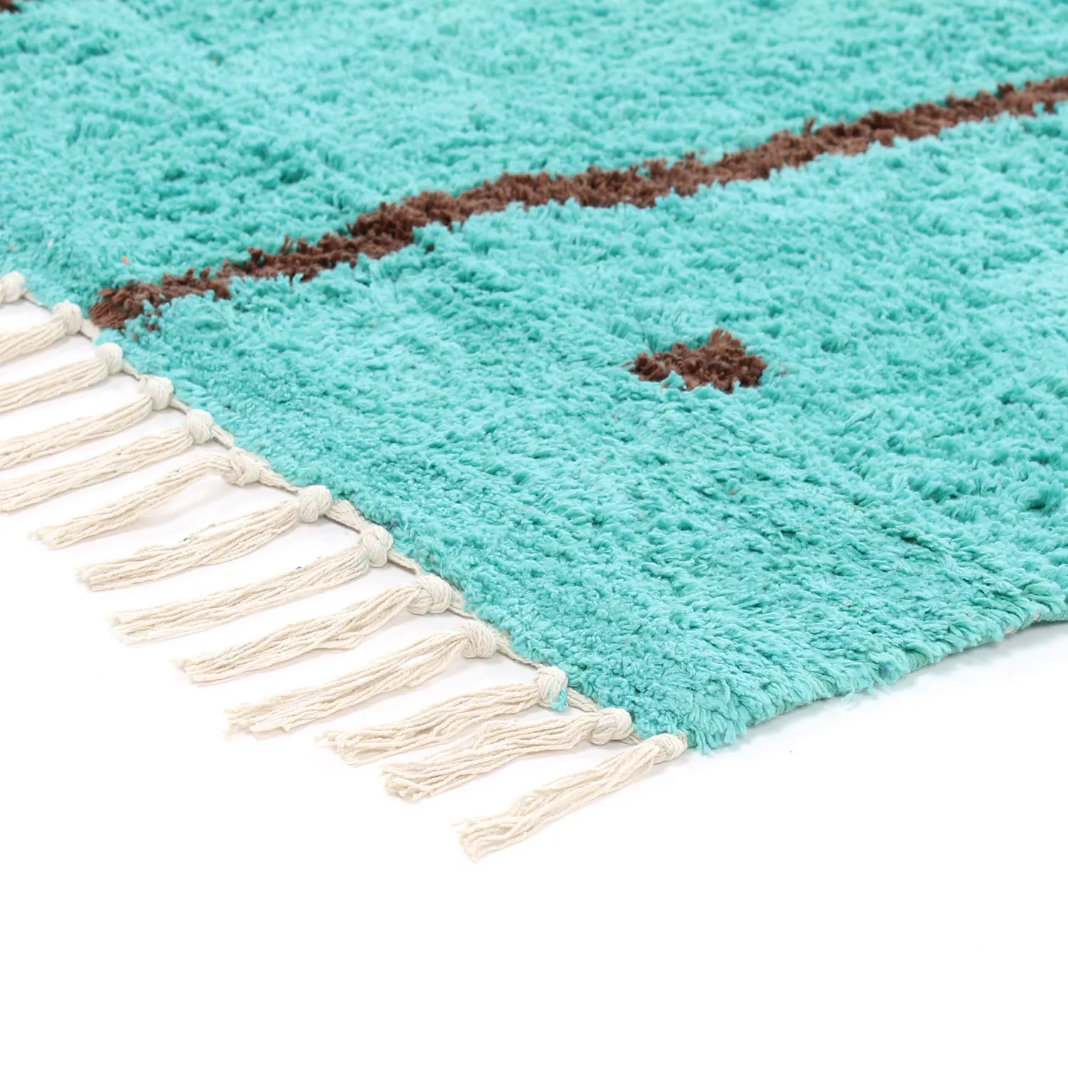 Dywany shaggy - Leora Natural Cotton Shaggy (turkusowy/brązowy)