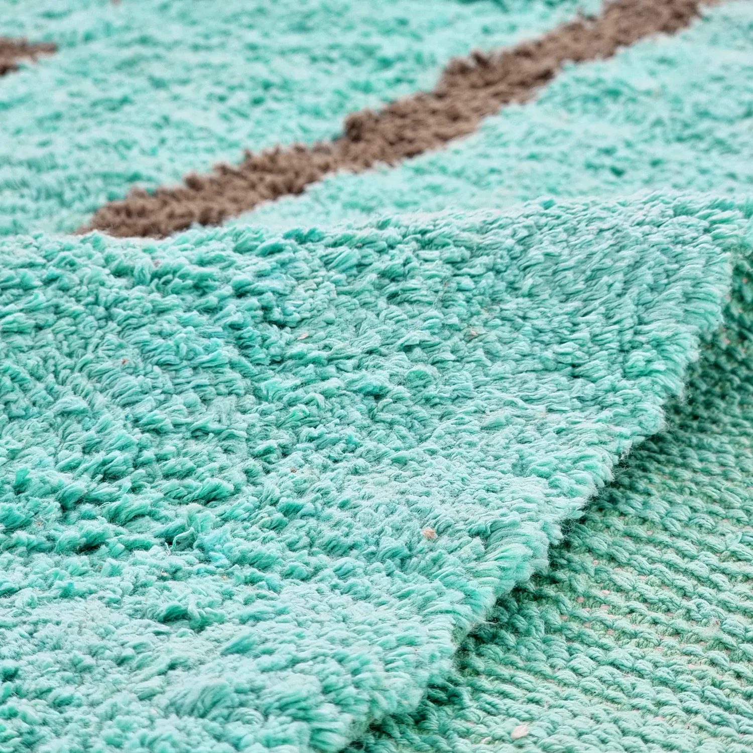 Okrągły dywan - Leora Natural Cotton Shaggy (turkusowy/brązowy)