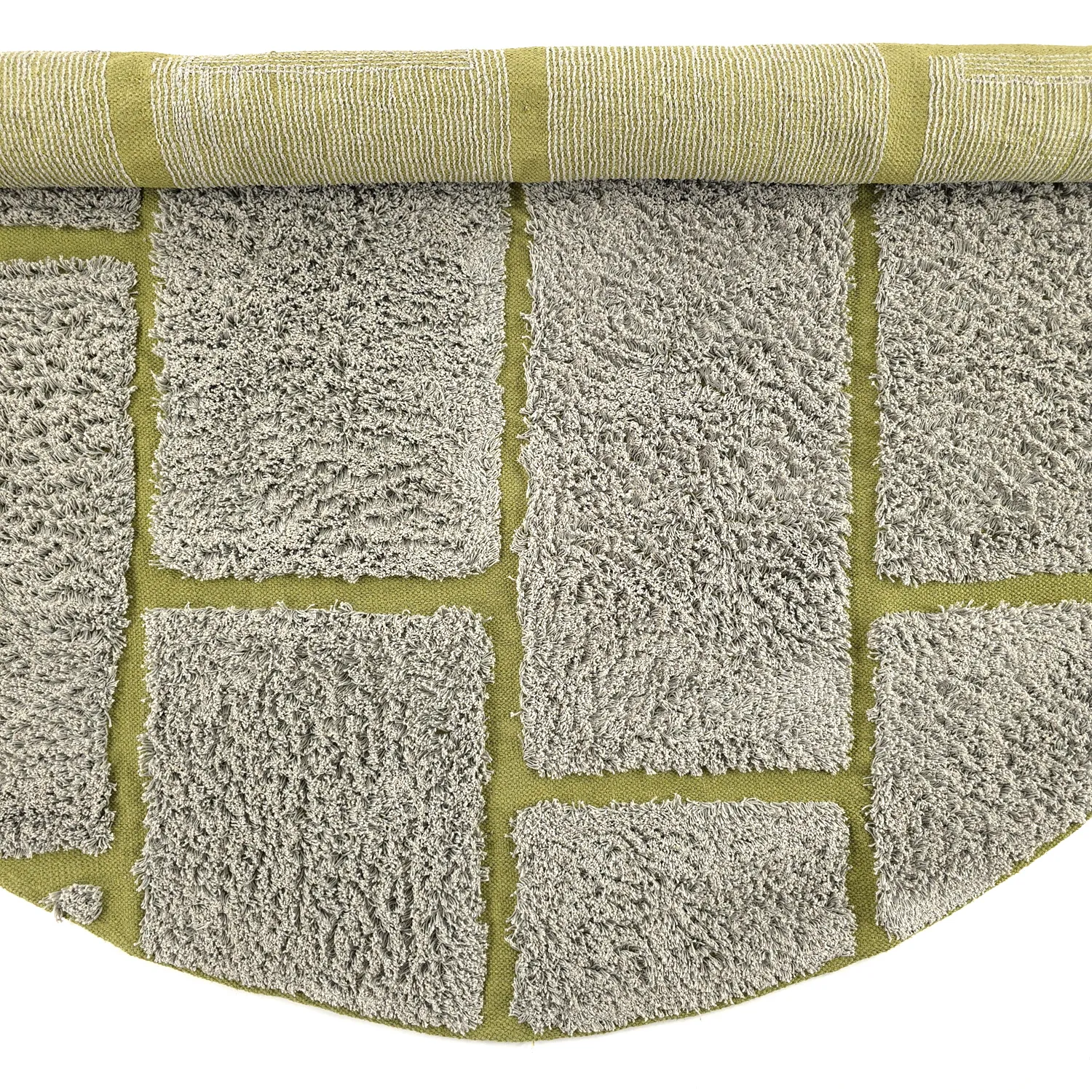 Okrągły dywan - Lindley Natural Cotton Shaggy (szary/zielony)