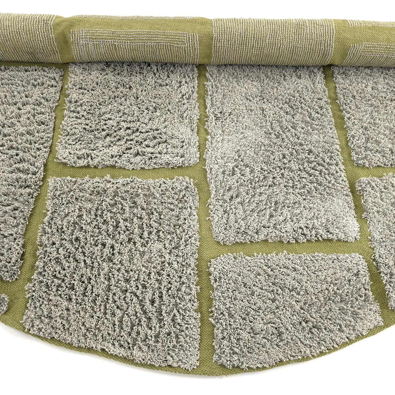 Okrągły dywan - Lindley Natural Cotton Shaggy (szary/zielony)