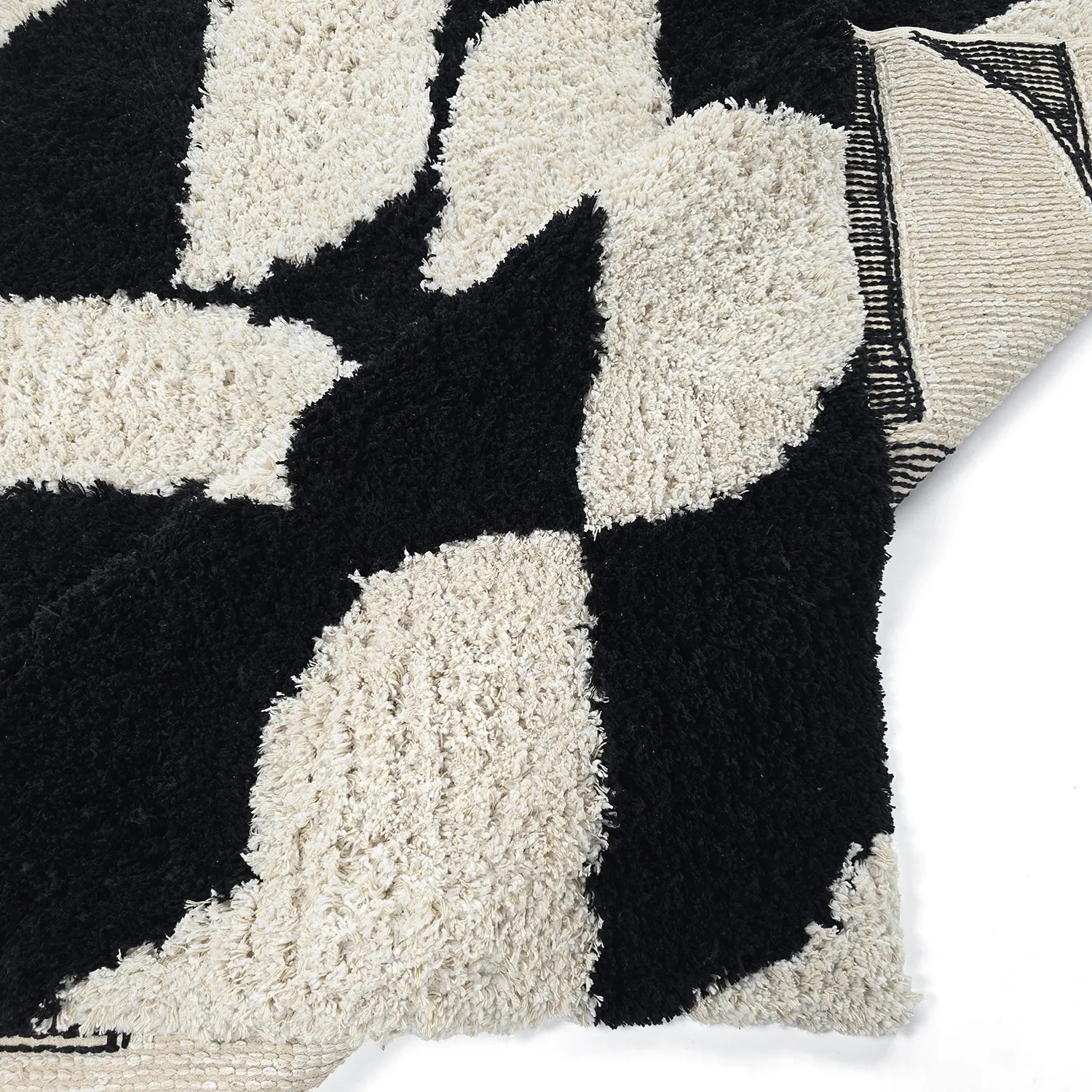 Dywany shaggy - Marvao Natural Cotton Shaggy (złamana biel/czarny)