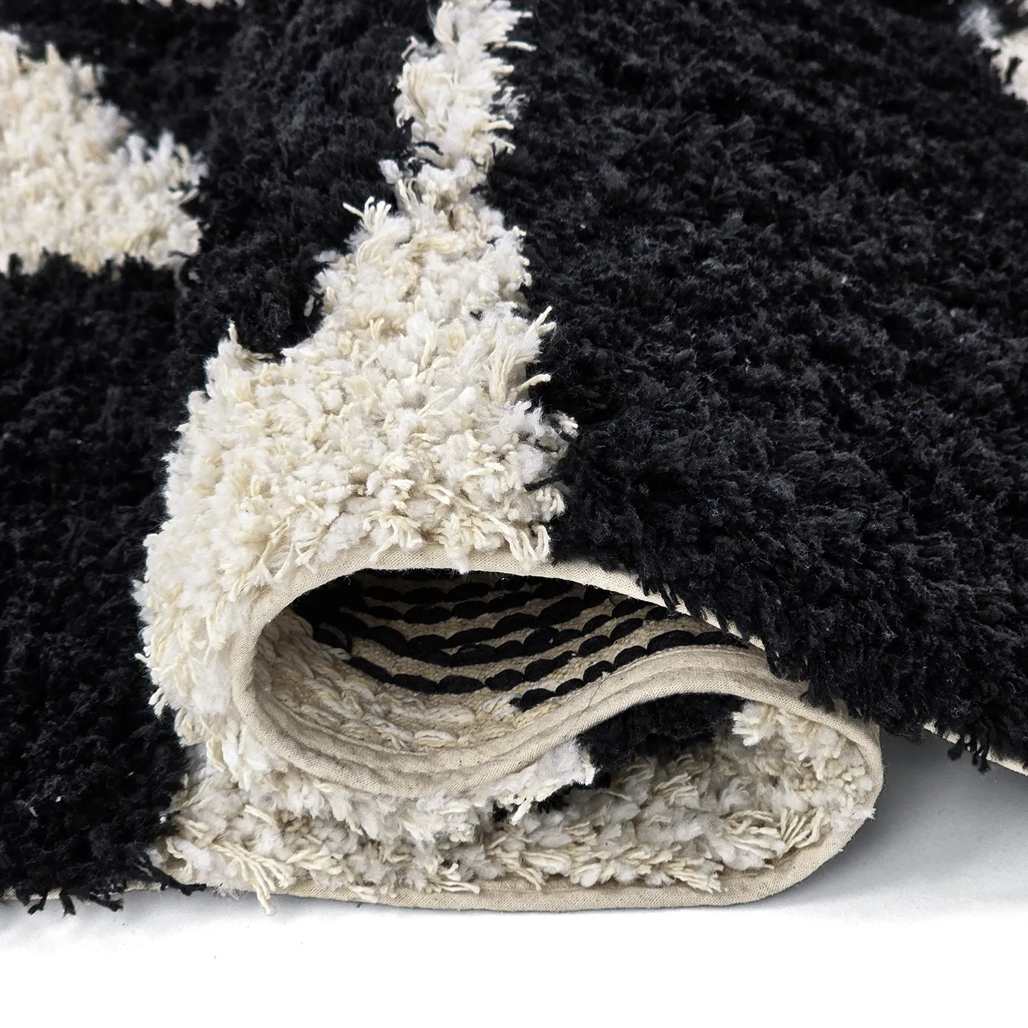 Dywany shaggy - Marvao Natural Cotton Shaggy (złamana biel/czarny)
