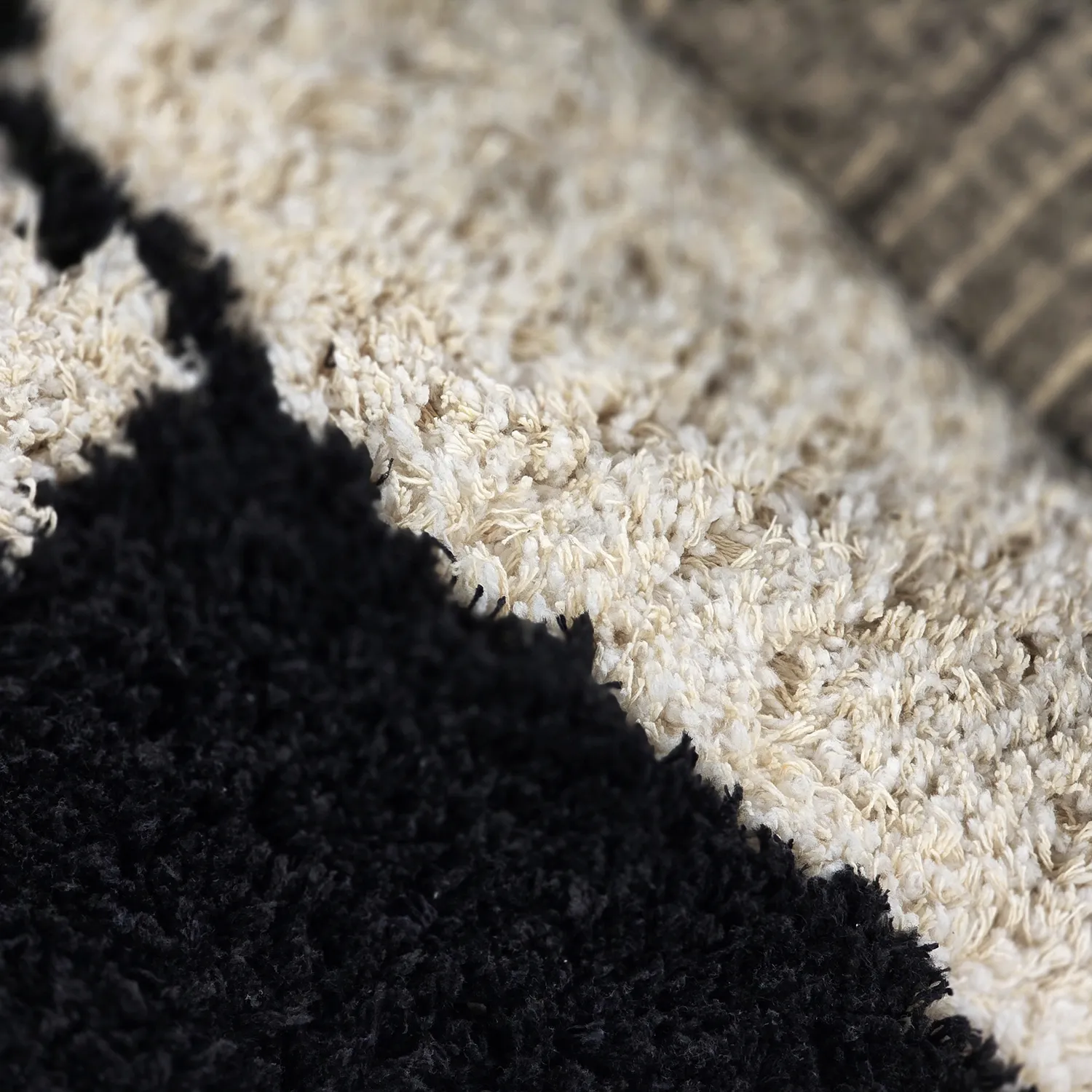 Dywany shaggy - Marvao Natural Cotton Shaggy (złamana biel/czarny)