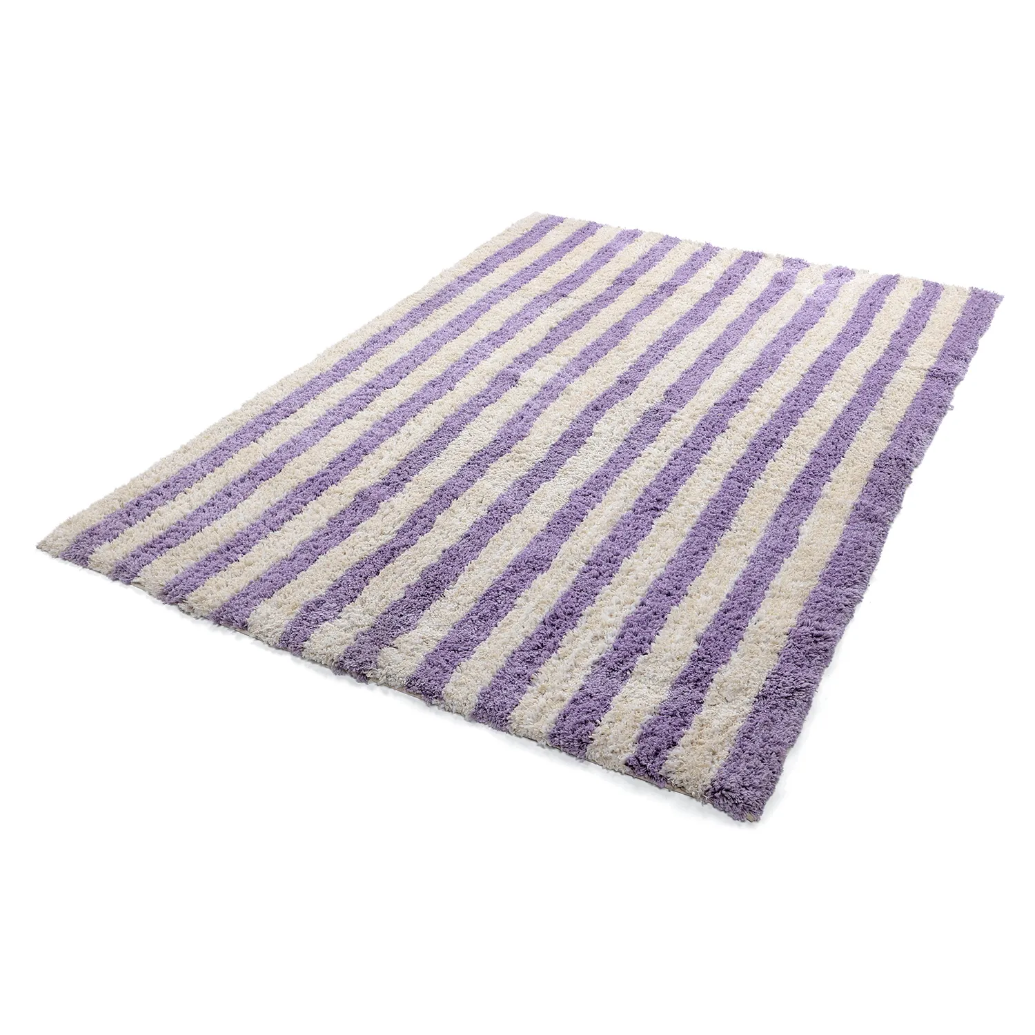 Dywany shaggy - Thira Stripe Cotton Shaggy (krem/jasnofioletowy)