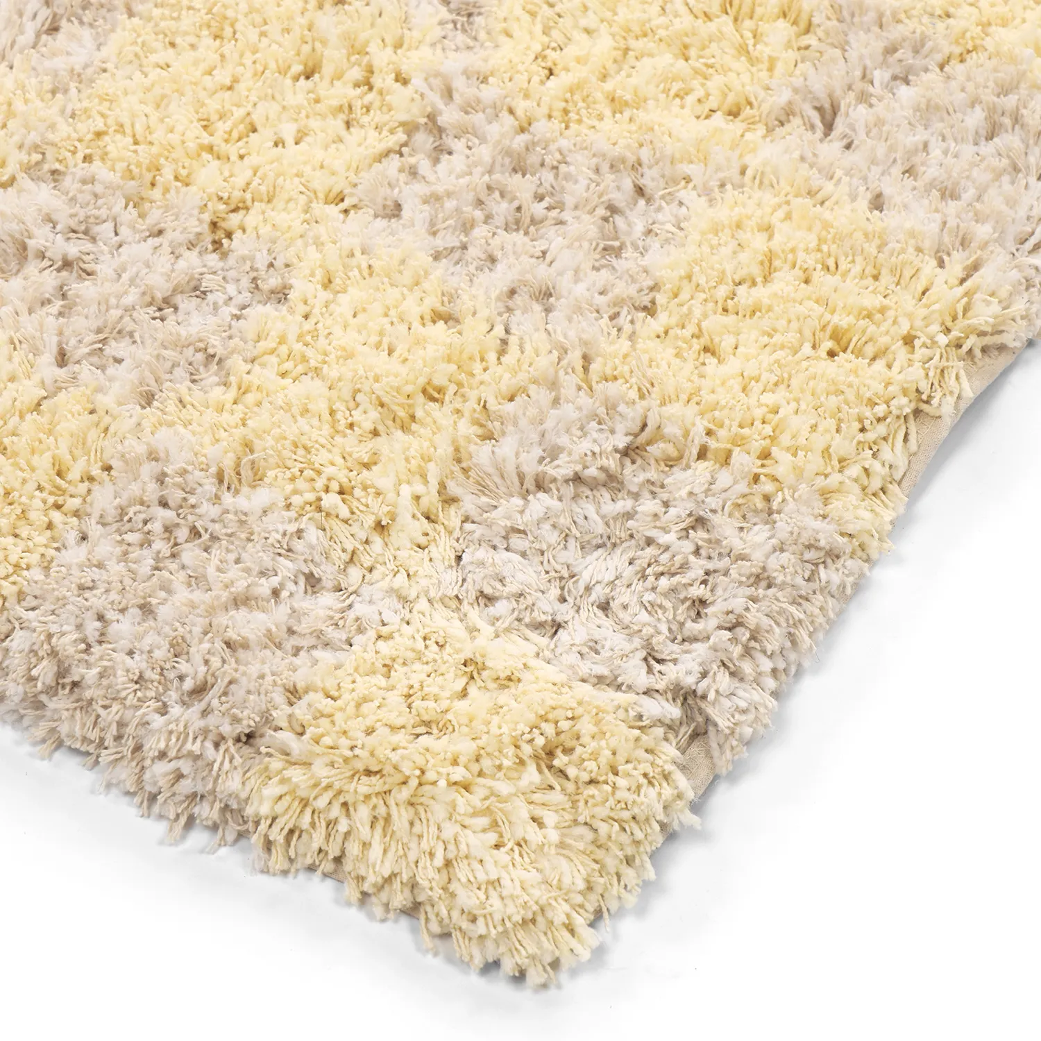 Dywany shaggy - Methoni Check Cotton Shaggy (kremowy/jasnożółty)