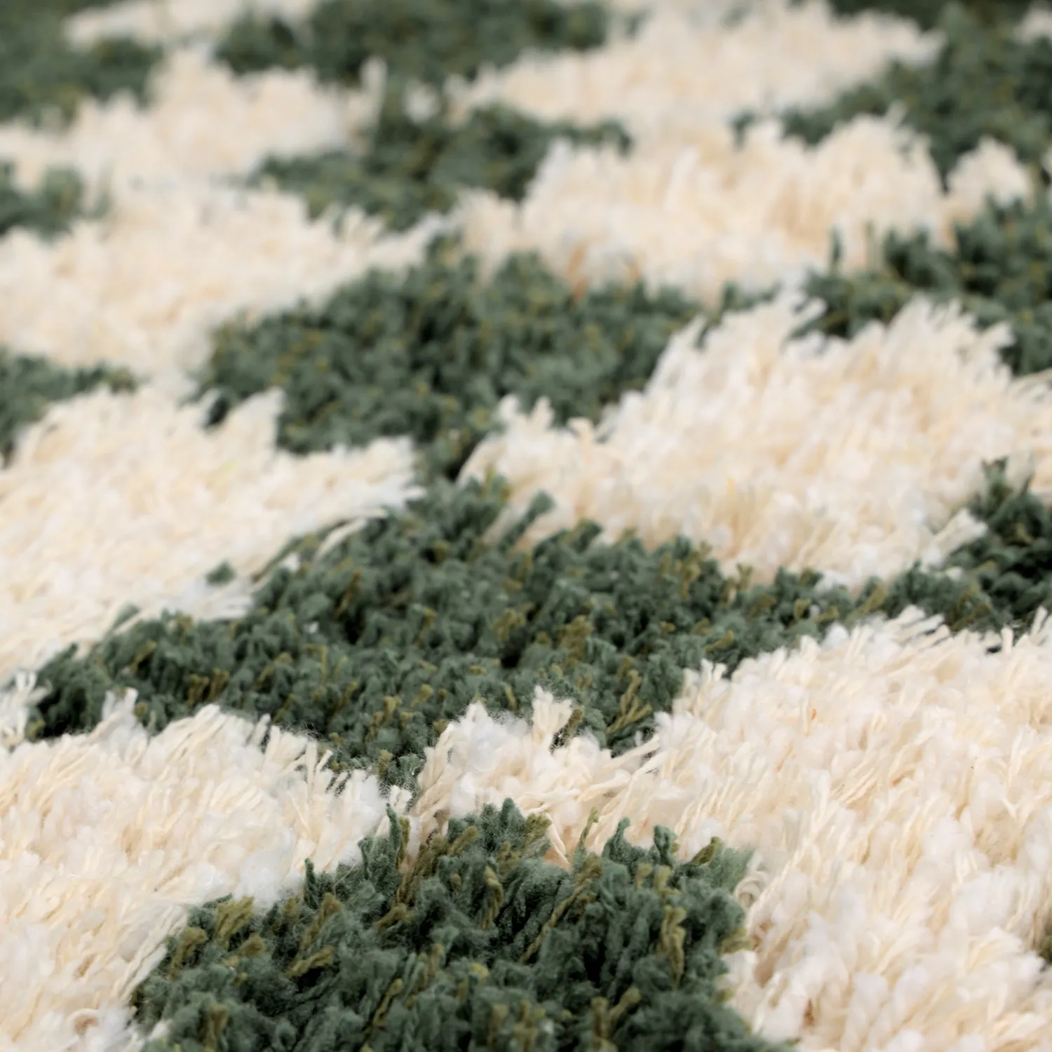 Okrągły dywan - Methoni Check Cotton Shaggy (krem/zielony)