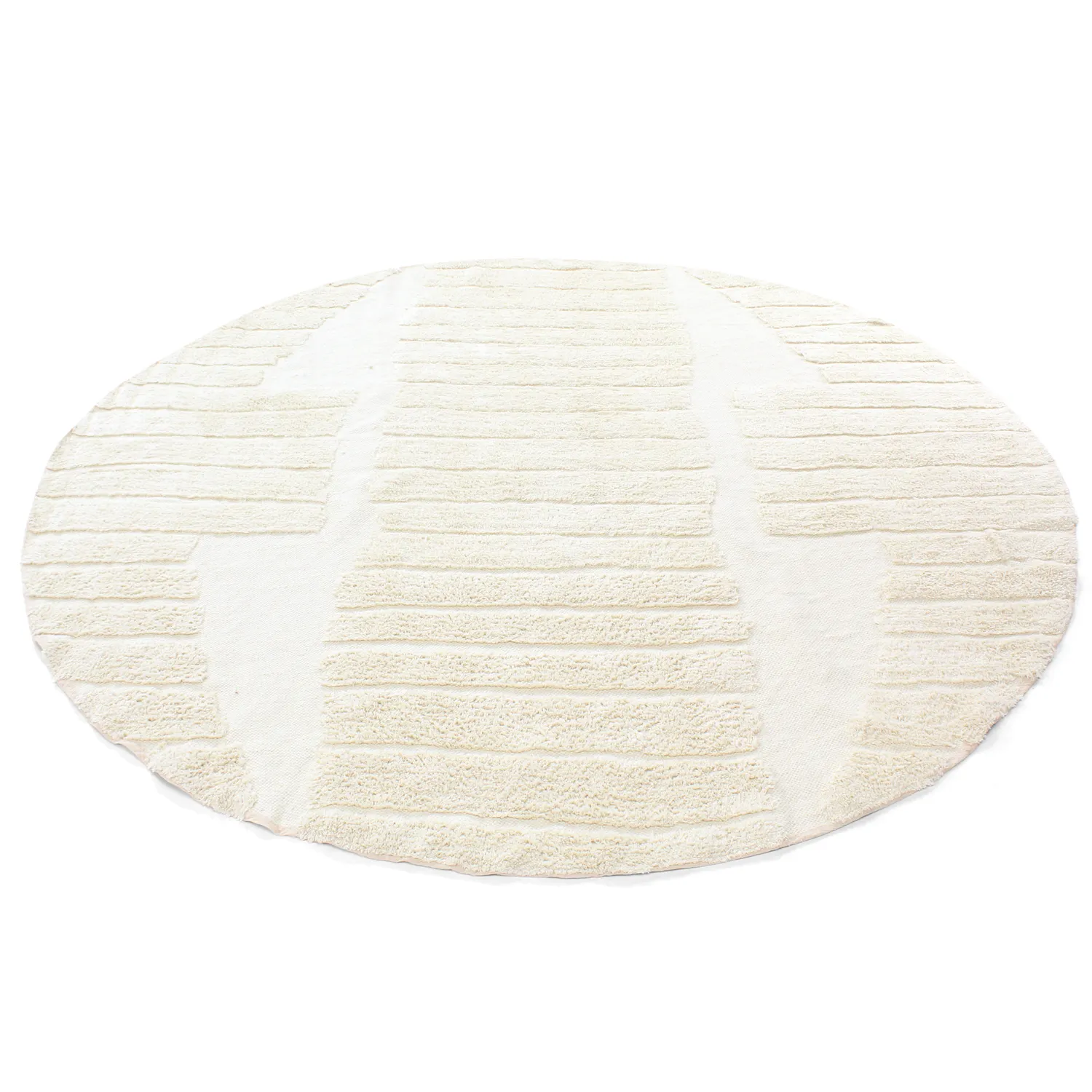 Okrągły dywan - Rani Natural Cotton Shaggy (białawy)