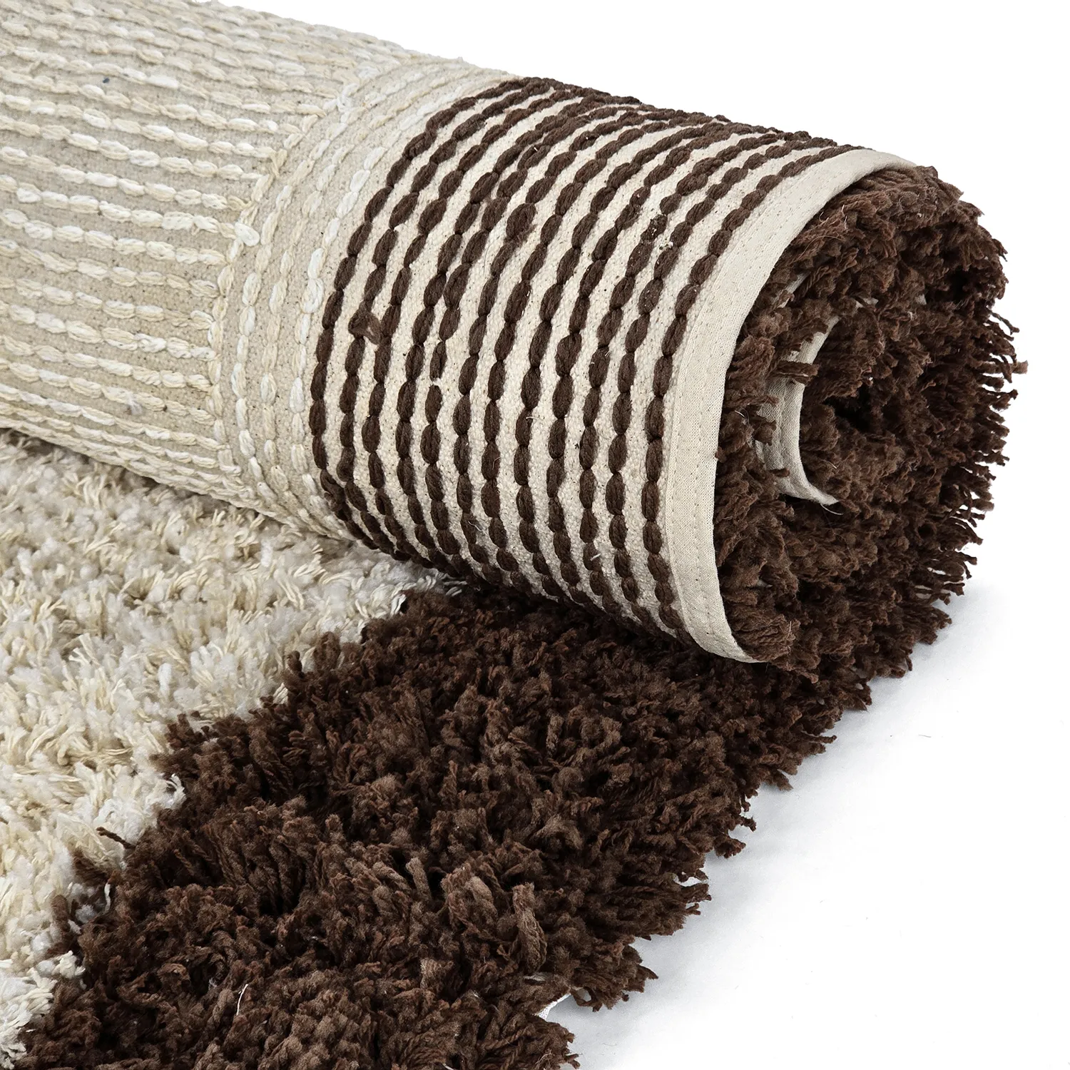 Dywany shaggy - Sagres Natural Cotton Shaggy (złamana biel/brązowy)