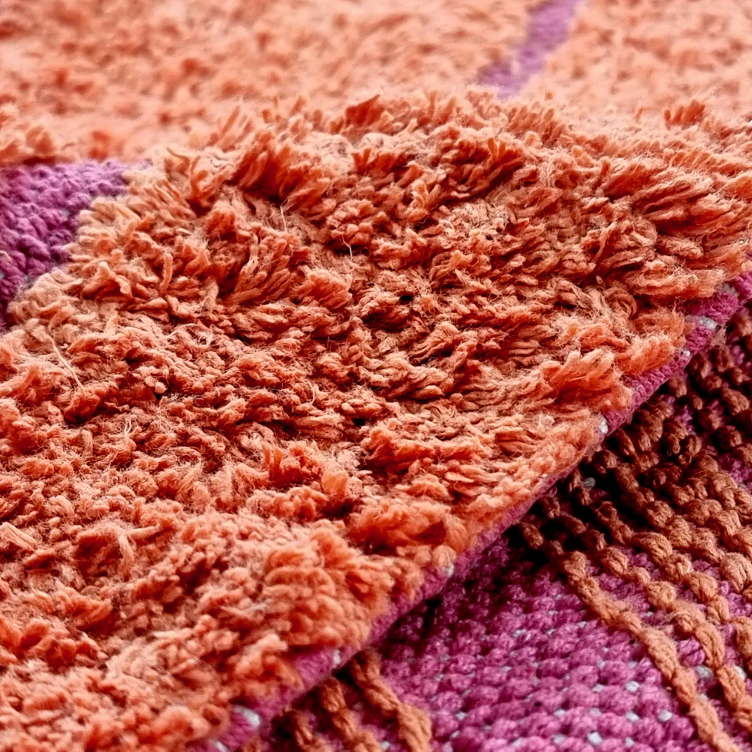 Dywany shaggy - Sivia Natural Cotton Shaggy (czerwony/pomarańczowy)