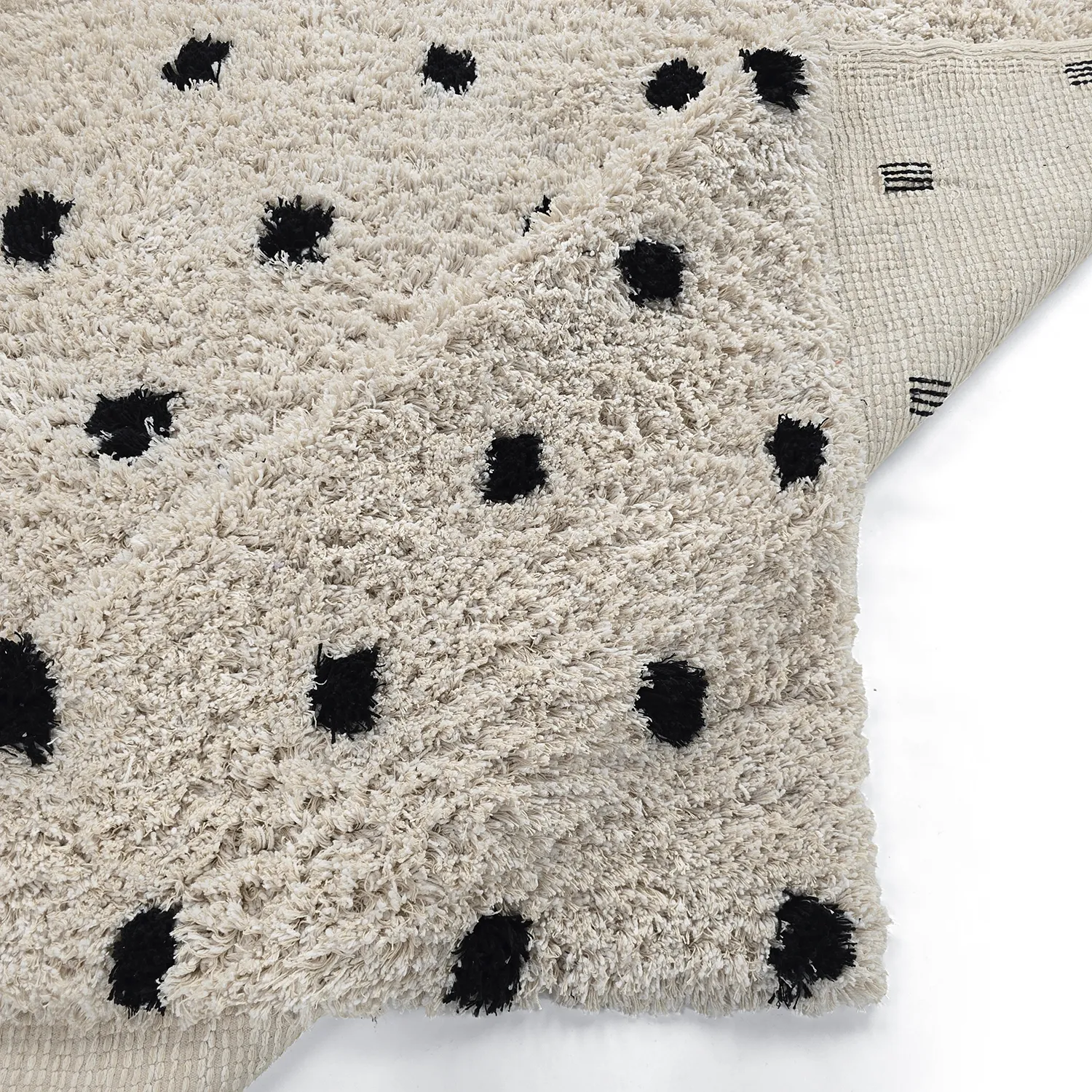 Dywany shaggy - Soria Natural Cotton Shaggy (złamana biel/czarny)