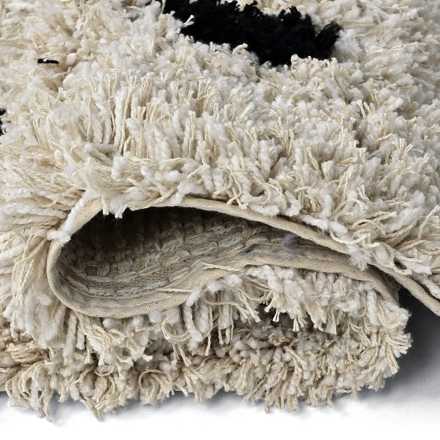 Dywany shaggy - Soria Natural Cotton Shaggy (złamana biel/czarny)